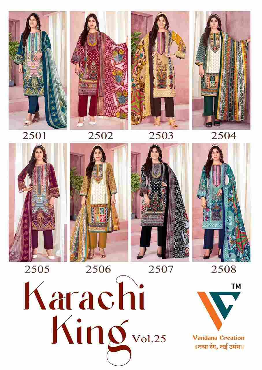 Karachi King Vol-25 By Vandana Creation 2501 To 2508 Series Beautiful Festive Suits Stylish Fancy Colorful Casual Wear & Ethnic Wear Cotton Print Dresses At Wholesale Price