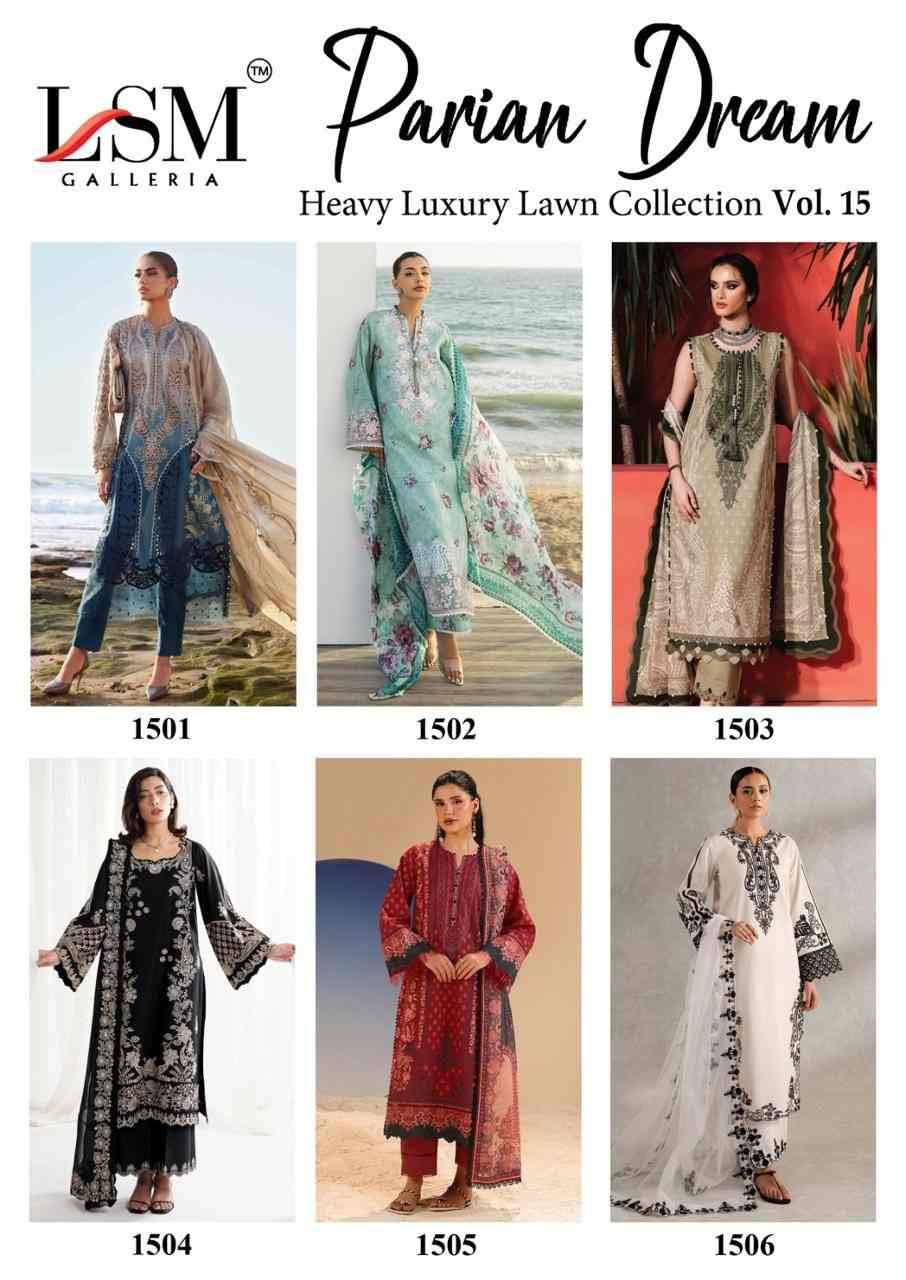 Parian Dream Vol-15 By Lsm Galleria 1501 To 1506 Series Beautiful Festive Suits Colorful Stylish Fancy Casual Wear & Ethnic Wear Pure Lawn Print With Work Dresses At Wholesale Price