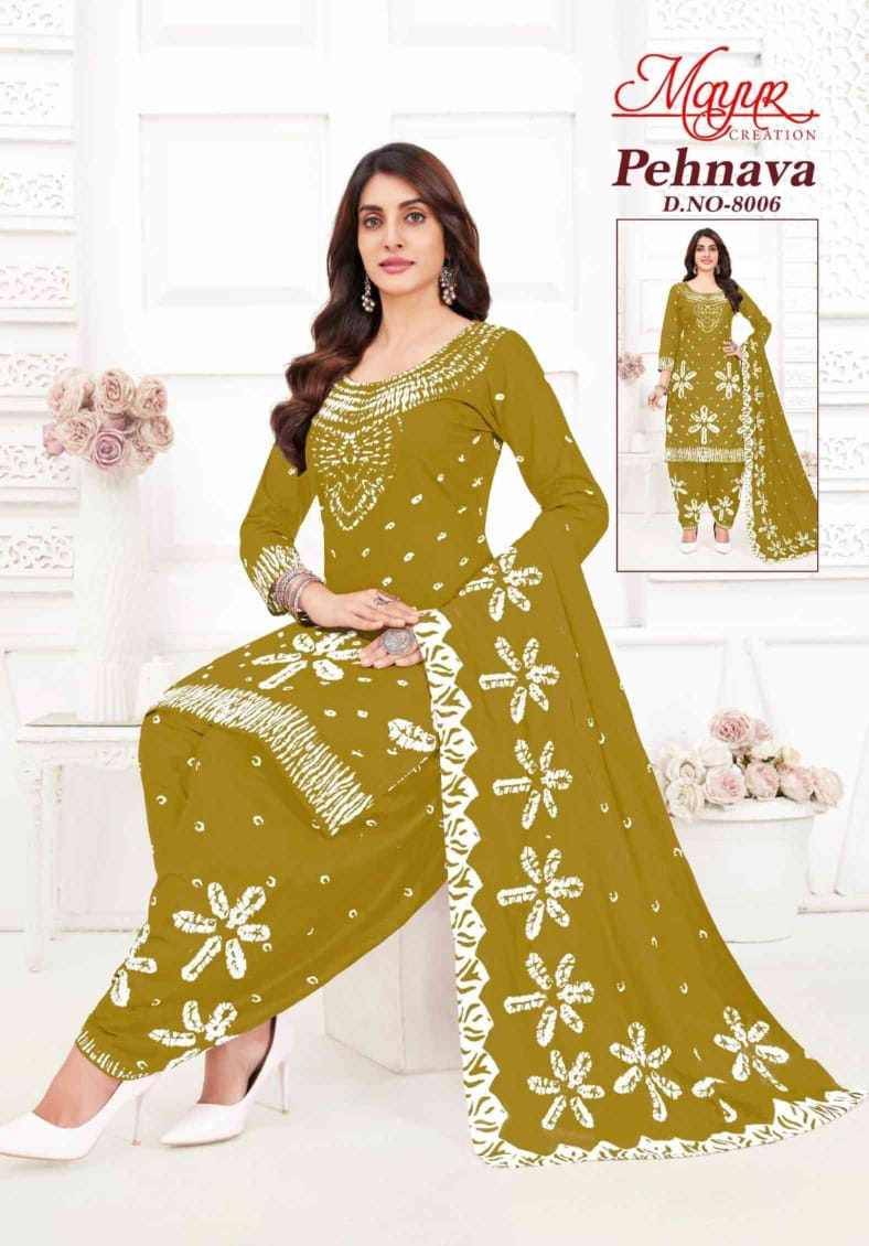 Pehnava Vol-8 By Mayur Creation 8001 To 8010 Series Beautiful Festive Suits Stylish Fancy Colorful Casual Wear & Ethnic Wear Heavy Cotton Print Dresses At Wholesale Price
