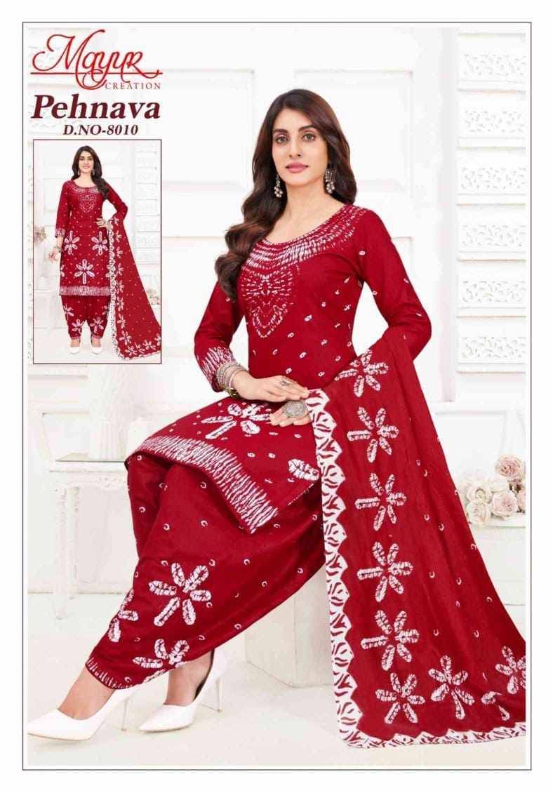 Pehnava Vol-8 By Mayur Creation 8001 To 8010 Series Beautiful Festive Suits Stylish Fancy Colorful Casual Wear & Ethnic Wear Heavy Cotton Print Dresses At Wholesale Price
