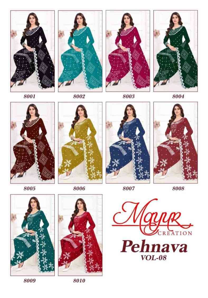 Pehnava Vol-8 By Mayur Creation 8001 To 8010 Series Beautiful Festive Suits Stylish Fancy Colorful Casual Wear & Ethnic Wear Heavy Cotton Print Dresses At Wholesale Price