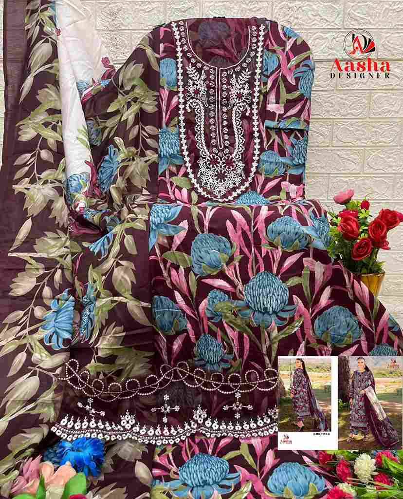 Aasha 1175 Colours By Aasha Designer 1175-A To 1175-B Series Pakistani Suits Beautiful Fancy Colorful Stylish Party Wear & Occasional Wear Pure Cotton Embroidery Dresses At Wholesale Price