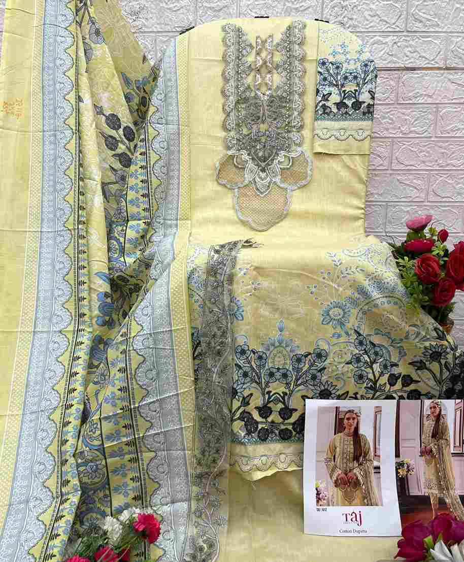 Taj Hit Design 612 By Taj Creation Beautiful Pakistani Suits Colorful Stylish Fancy Casual Wear & Ethnic Wear Pure Cotton Print With Embroidered Dresses At Wholesale Price