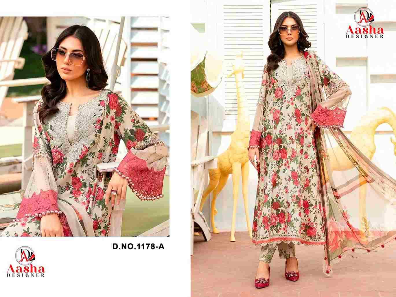 Aasha 1178 Colours By Aasha Designer 1178-A To 1178-B Series Pakistani Suits Beautiful Fancy Colorful Stylish Party Wear & Occasional Wear Pure Cotton Embroidery Dresses At Wholesale Price
