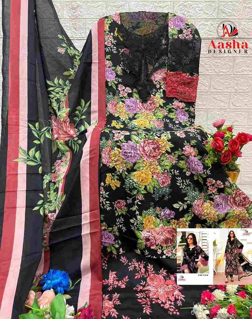 Aasha 1178 Colours By Aasha Designer 1178-A To 1178-B Series Pakistani Suits Beautiful Fancy Colorful Stylish Party Wear & Occasional Wear Pure Cotton Embroidery Dresses At Wholesale Price