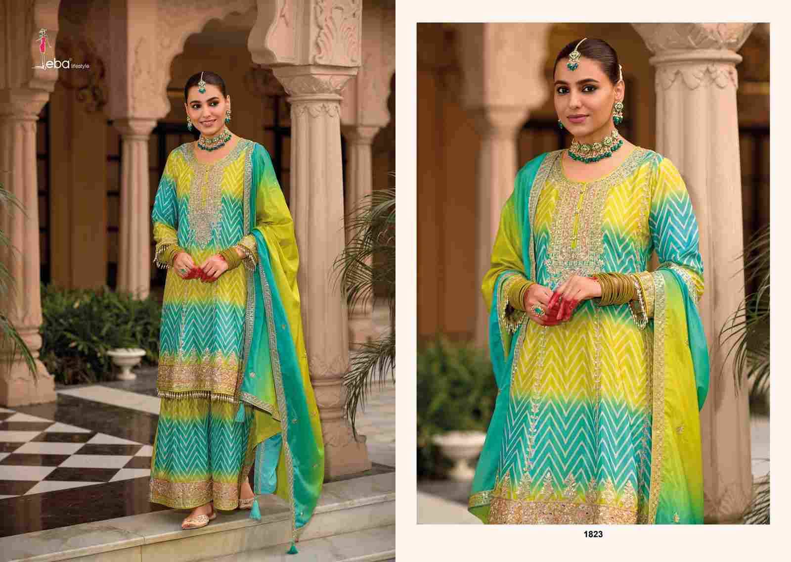 Lehar By Eba Lifestyle 1822 To 1823 Series Designer Sharara Suits Collection Beautiful Stylish Fancy Colorful Party Wear & Occasional Wear Heavy Chinnon Dresses At Wholesale Price