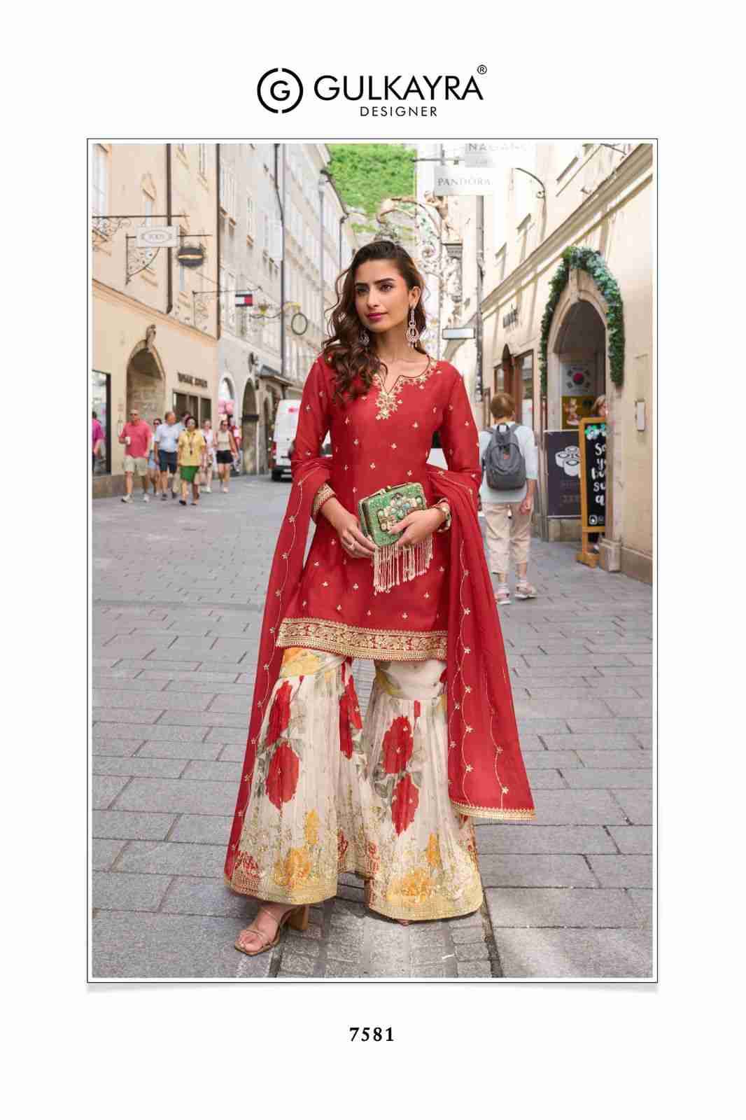 Rashmika By Gulkayra Designer 7580 To 7582 Series Designer Sharara Suits Collection Beautiful Stylish Fancy Colorful Party Wear & Occasional Wear Heavy Chinnon Dresses At Wholesale Price
