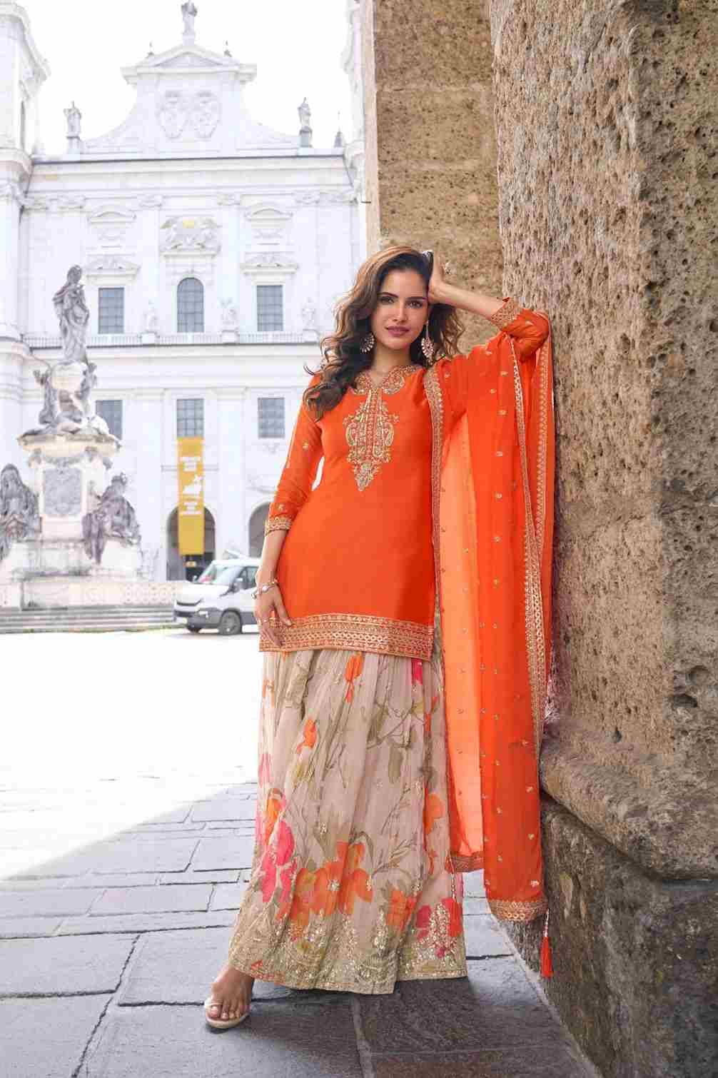 Rashmika By Gulkayra Designer 7580 To 7582 Series Designer Sharara Suits Collection Beautiful Stylish Fancy Colorful Party Wear & Occasional Wear Heavy Chinnon Dresses At Wholesale Price