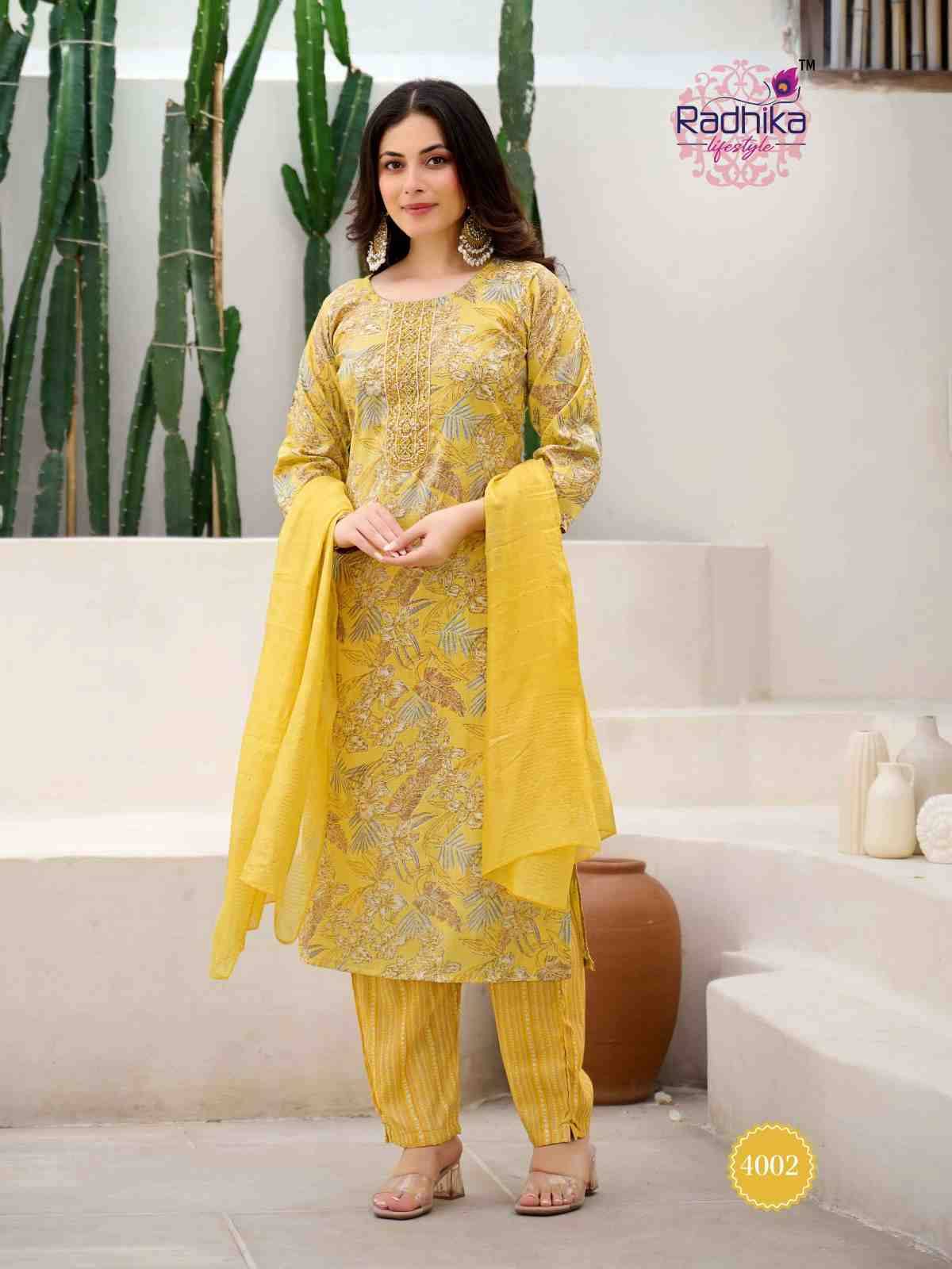 Siri Vol-4 By Radhika Lifestyle 4001 To 4008 Series Beautiful Festive Suits Colorful Stylish Fancy Casual Wear & Ethnic Wear Rayon Print With Work Dresses At Wholesale Price