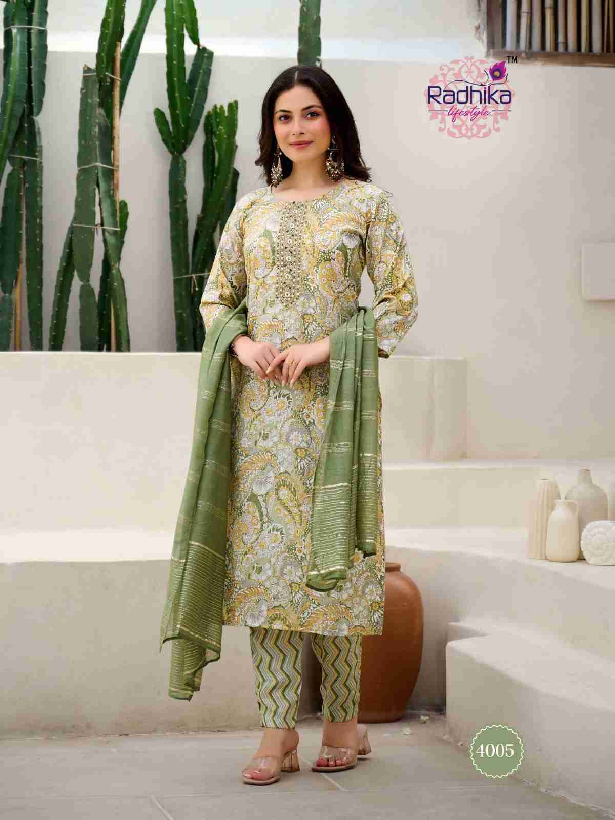 Siri Vol-4 By Radhika Lifestyle 4001 To 4008 Series Beautiful Festive Suits Colorful Stylish Fancy Casual Wear & Ethnic Wear Rayon Print With Work Dresses At Wholesale Price