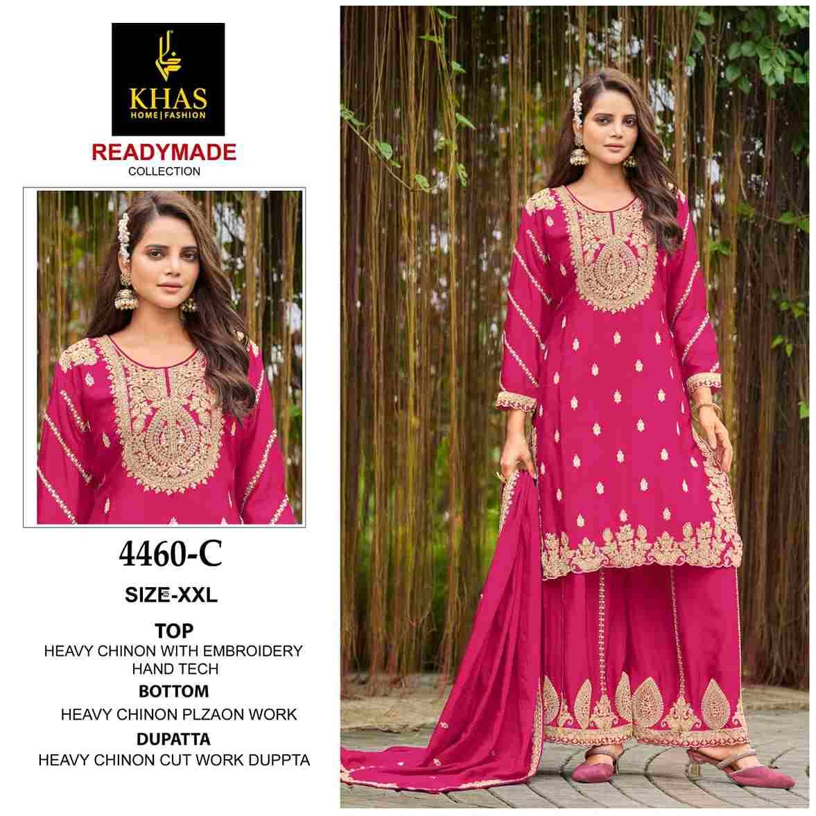 Khas 4460 Colours By Khas 4460-A To 4460-C Series Beautiful Pakistani Suits Colorful Stylish Fancy Casual Wear & Ethnic Wear Heavy Chinnon Dresses At Wholesale Price