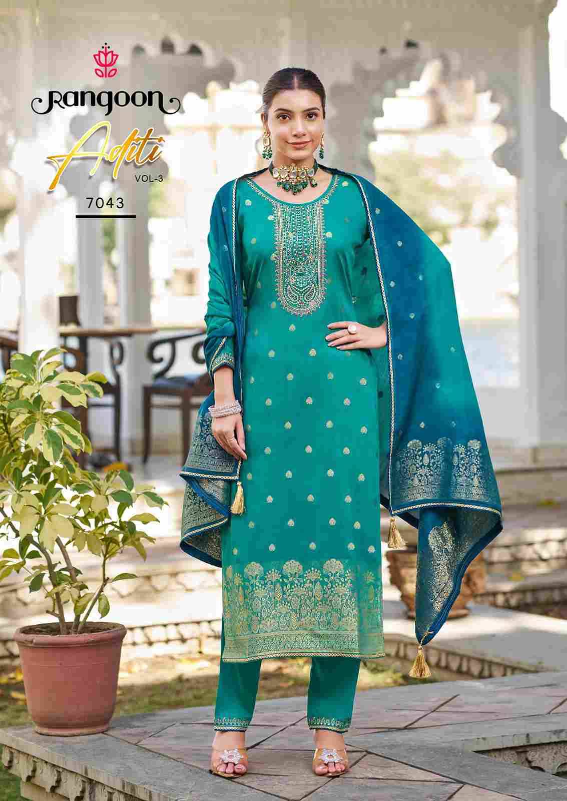 Aditi Vol-3 By Rangoon 7041 To 7044 Series Beautiful Stylish Festive Suits Fancy Colorful Casual Wear & Ethnic Wear & Ready To Wear Viscose Jacquard Dresses At Wholesale Price