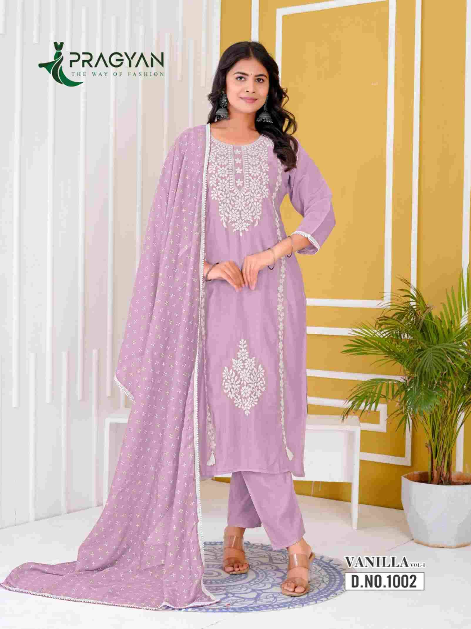 Vanilla Vol-1 By Pragyan 1001 To 1004 Series Designer Festive Suits Collection Beautiful Stylish Fancy Colorful Party Wear & Occasional Wear Heavy Roman Silk Dresses At Wholesale Price