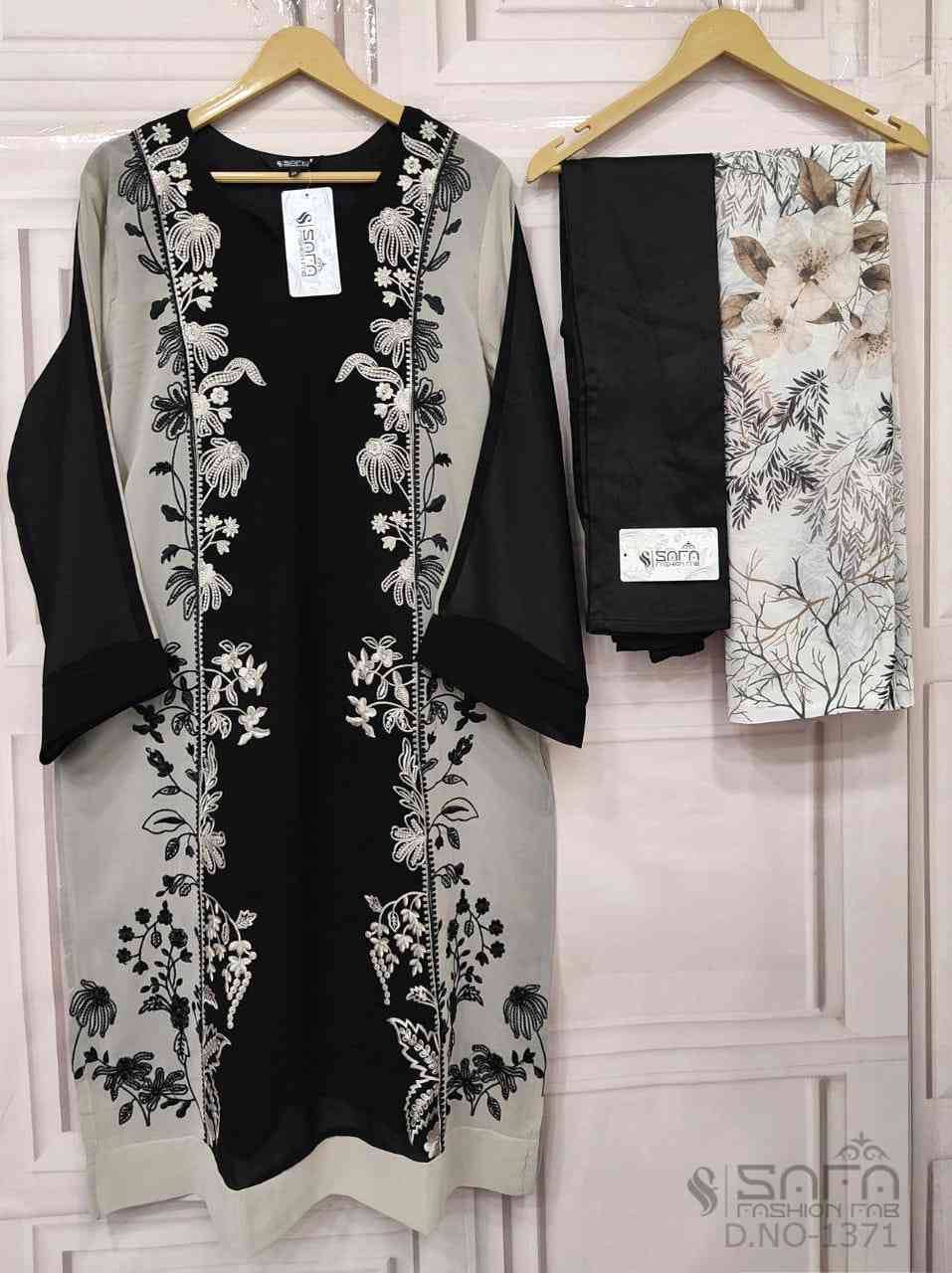Safa Hit Design 1371 By Safa Fashion Beautiful Pakistani Suits Colorful Stylish Fancy Casual Wear & Ethnic Wear Heavy Georgette Embroidered Dresses At Wholesale Price