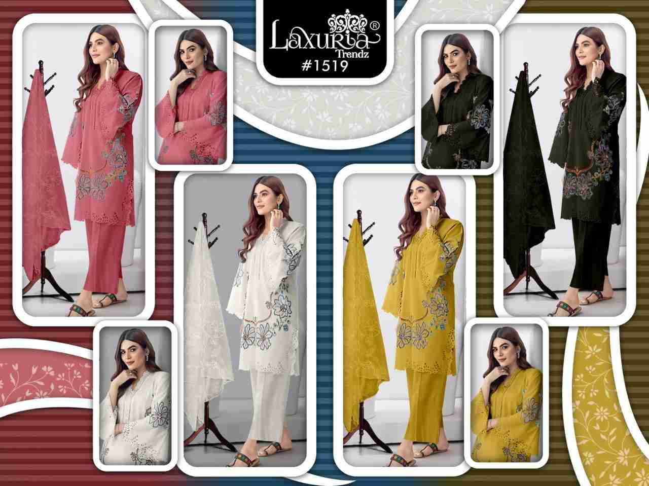 Luxuria Trendz 1519 Colours By Luxuria 1519-A To 1519-D Series Beautiful Pakistani Suits Colorful Stylish Fancy Casual Wear & Ethnic Wear Simmer Dresses At Wholesale Price