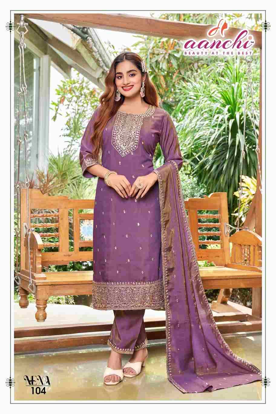 Nexa By Aanchi 101 To 104 Series Beautiful Festive Suits Colorful Stylish Fancy Casual Wear & Ethnic Wear Roman Simmer Dresses At Wholesale Price