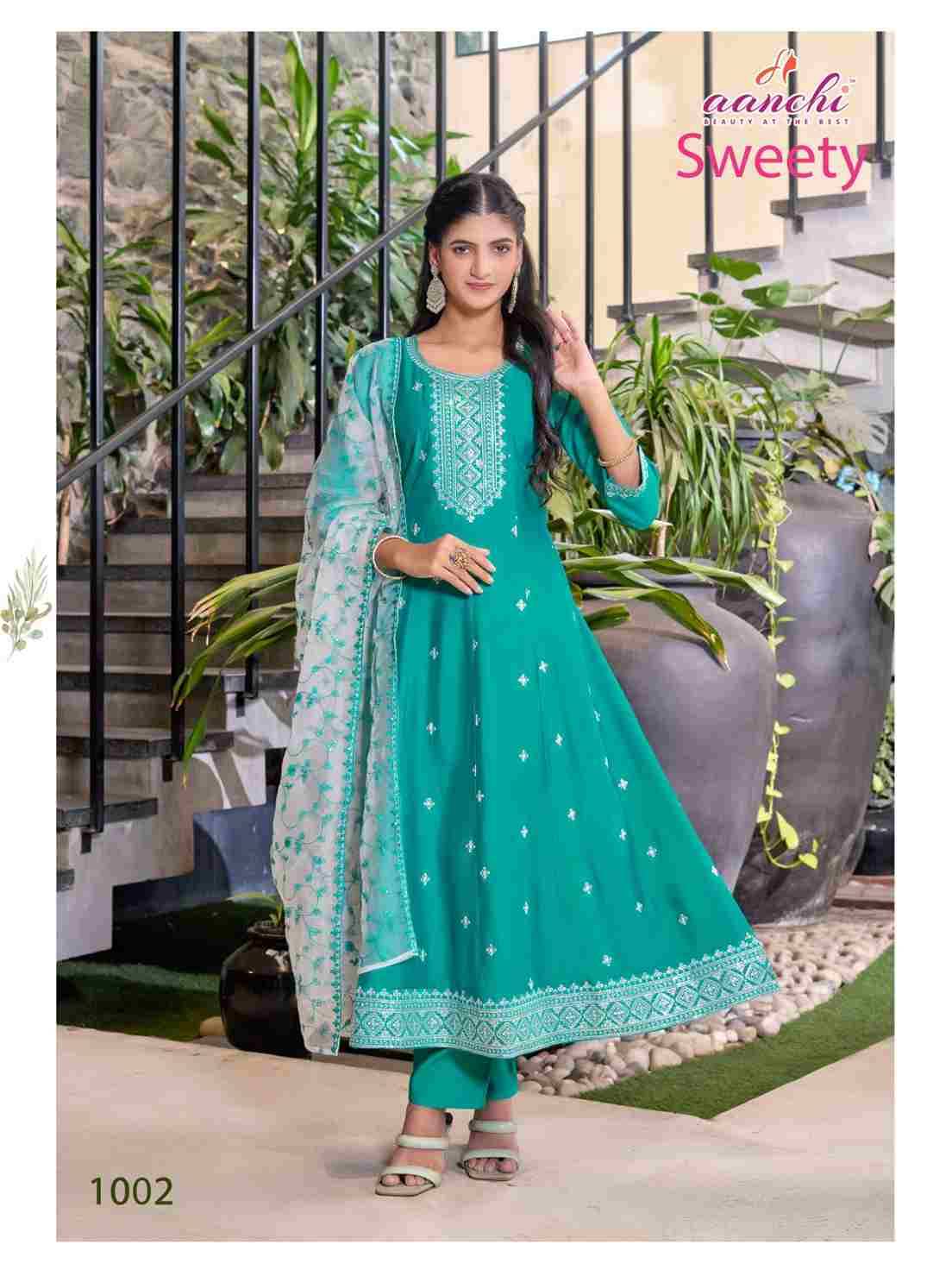Sweety By Aanchi 1001 To 1003 Series Beautiful Festive Suits Colorful Stylish Fancy Casual Wear & Ethnic Wear Roman Silk Dresses At Wholesale Price