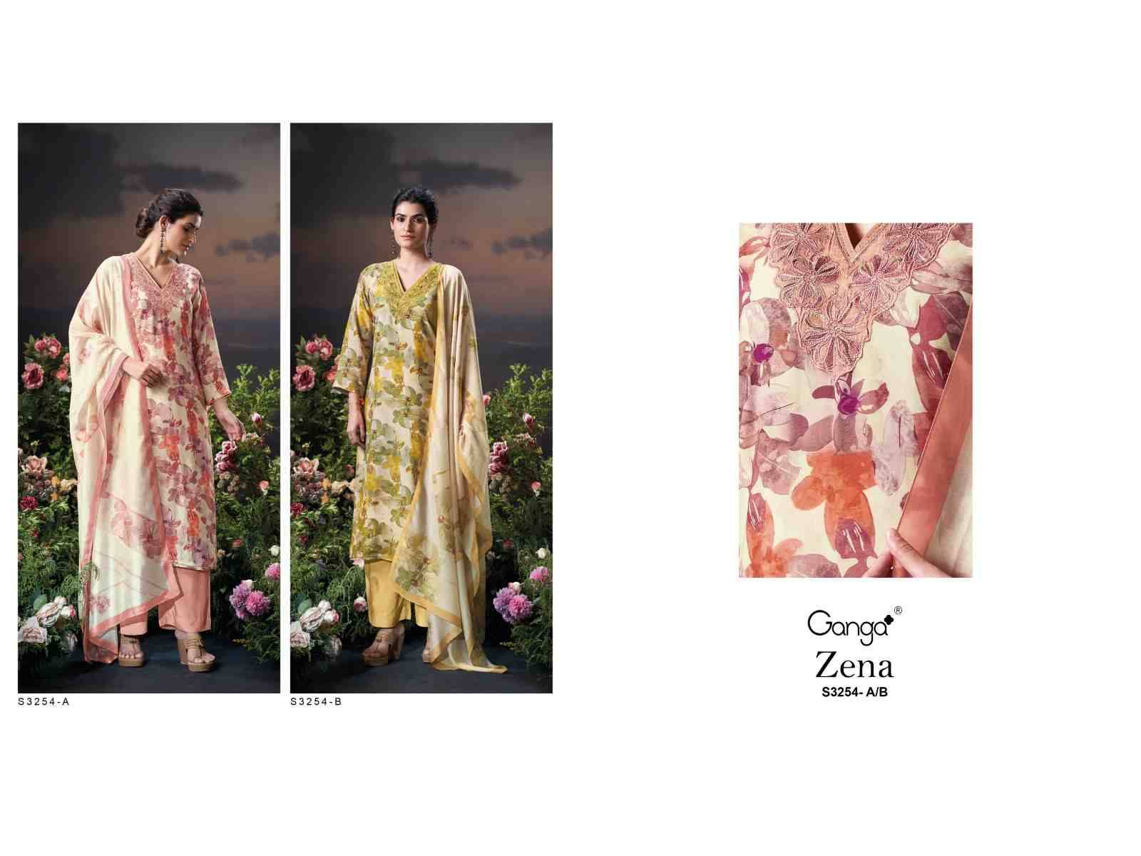 Zena-3254 By Ganga Fashion 3254-A To 3254-B Series Beautiful Festive Suits Colorful Stylish Fancy Casual Wear & Ethnic Wear Pure Viscose Silk Dresses At Wholesale Price
