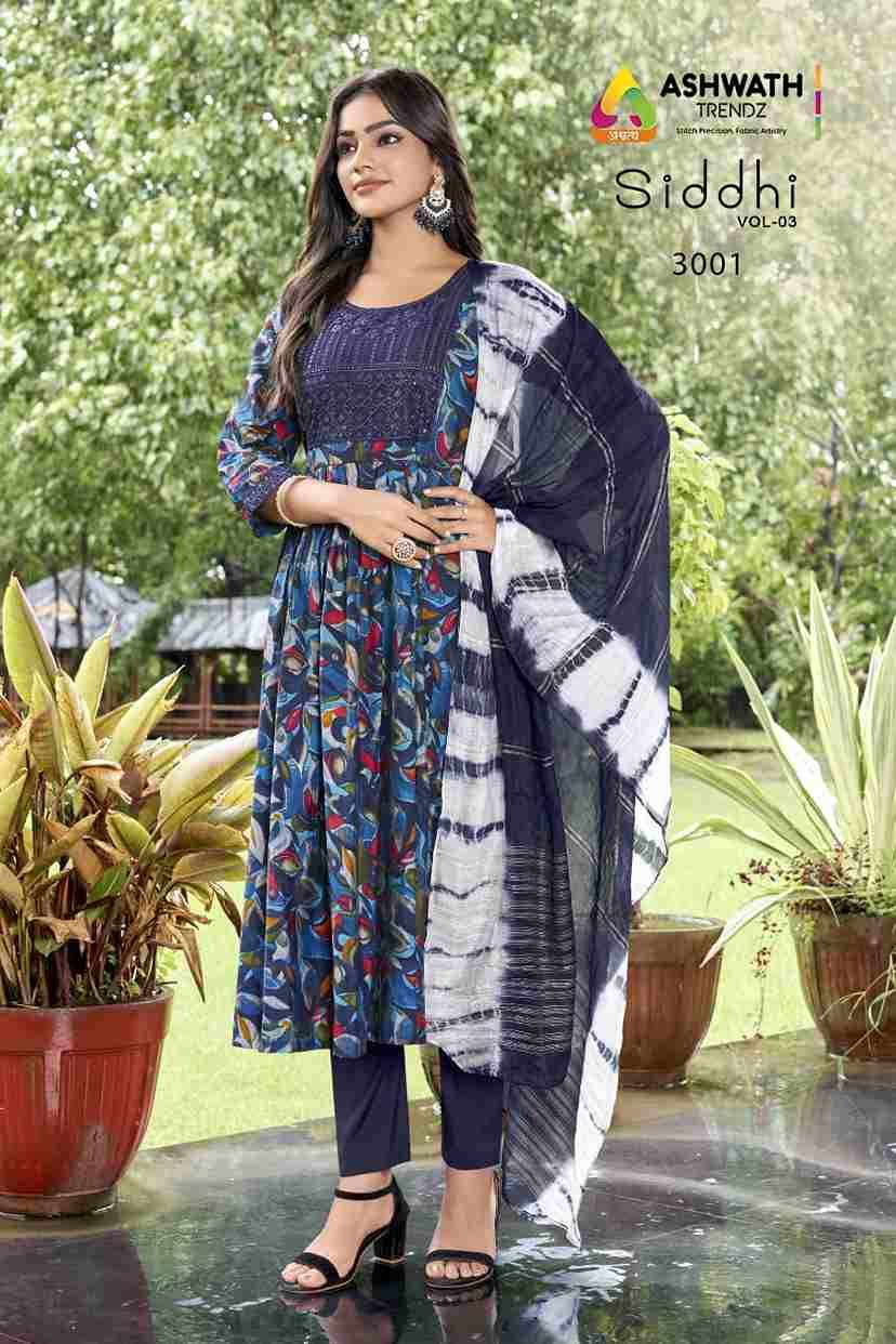 Siddhi Vol-3 By Ashwath Trendz Combo Set 3001 To 3006 Series Beautiful Festive Suits Colorful Stylish Fancy Casual Wear & Ethnic Wear Roman Foil Dresses At Wholesale Price