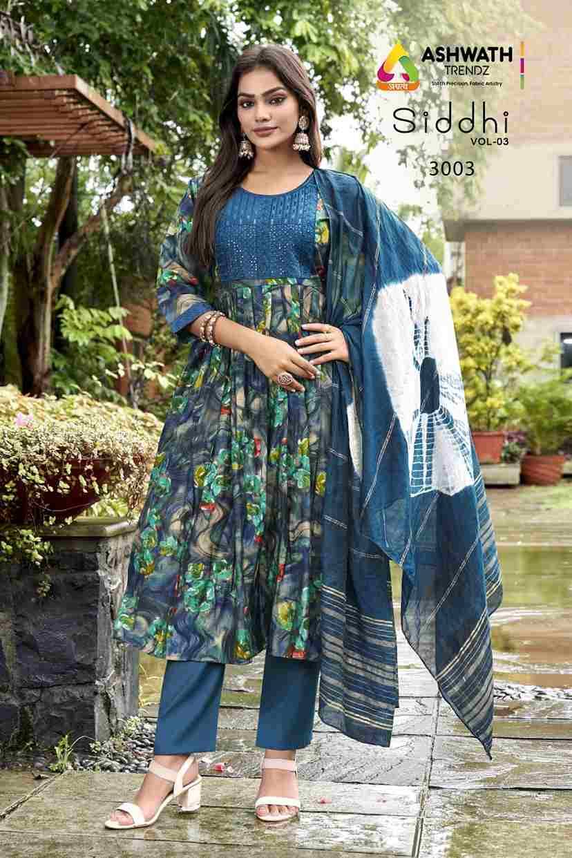 Siddhi Vol-3 By Ashwath Trendz Combo Set 3001 To 3006 Series Beautiful Festive Suits Colorful Stylish Fancy Casual Wear & Ethnic Wear Roman Foil Dresses At Wholesale Price