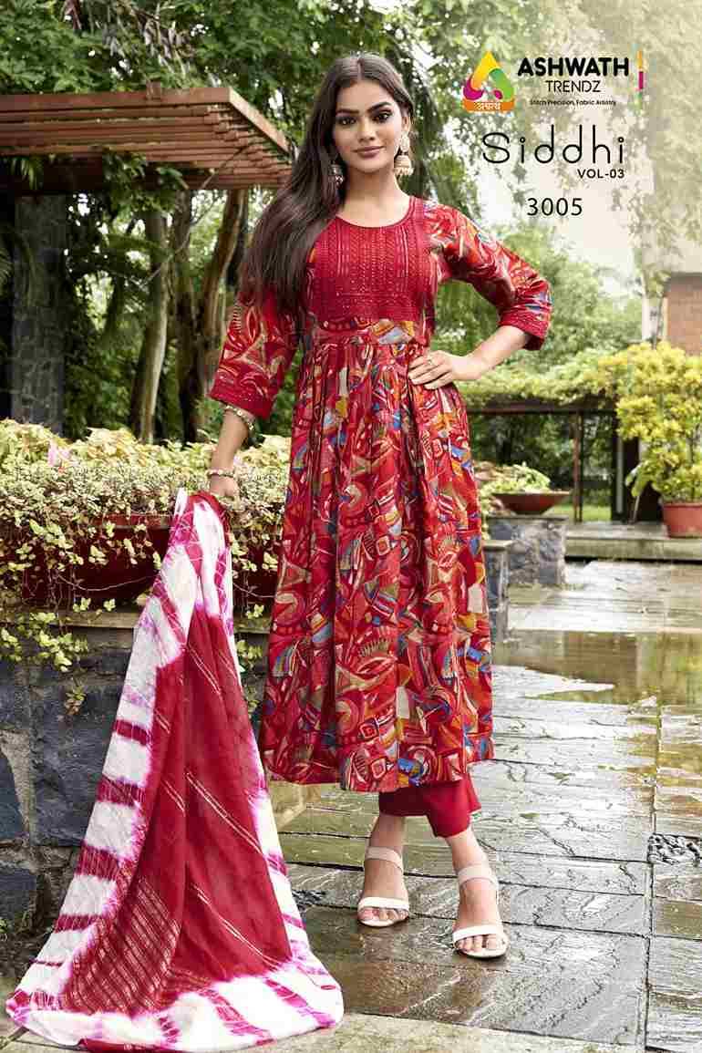 Siddhi Vol-3 By Ashwath Trendz Combo Set 3001 To 3006 Series Beautiful Festive Suits Colorful Stylish Fancy Casual Wear & Ethnic Wear Roman Foil Dresses At Wholesale Price