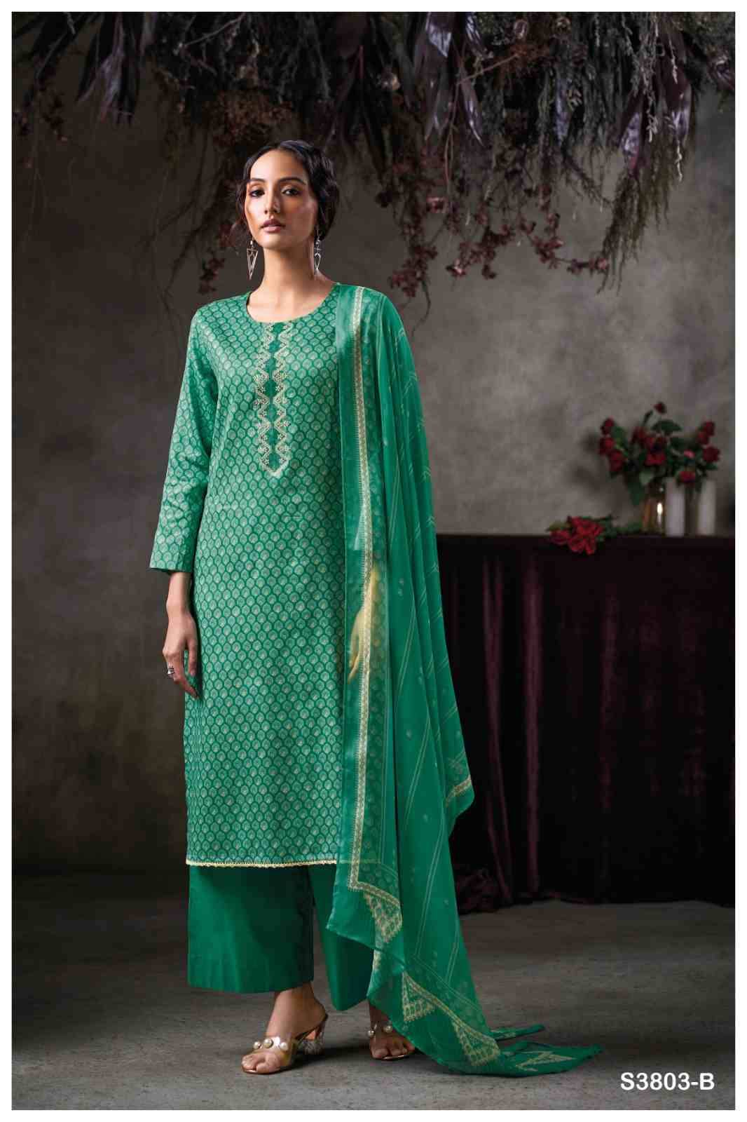 Qazzin-3803 By Ganga Fashion 3803-A To 3803-D Series Beautiful Festive Suits Colorful Stylish Fancy Casual Wear & Ethnic Wear Pure Cotton Satin Dresses At Wholesale Price