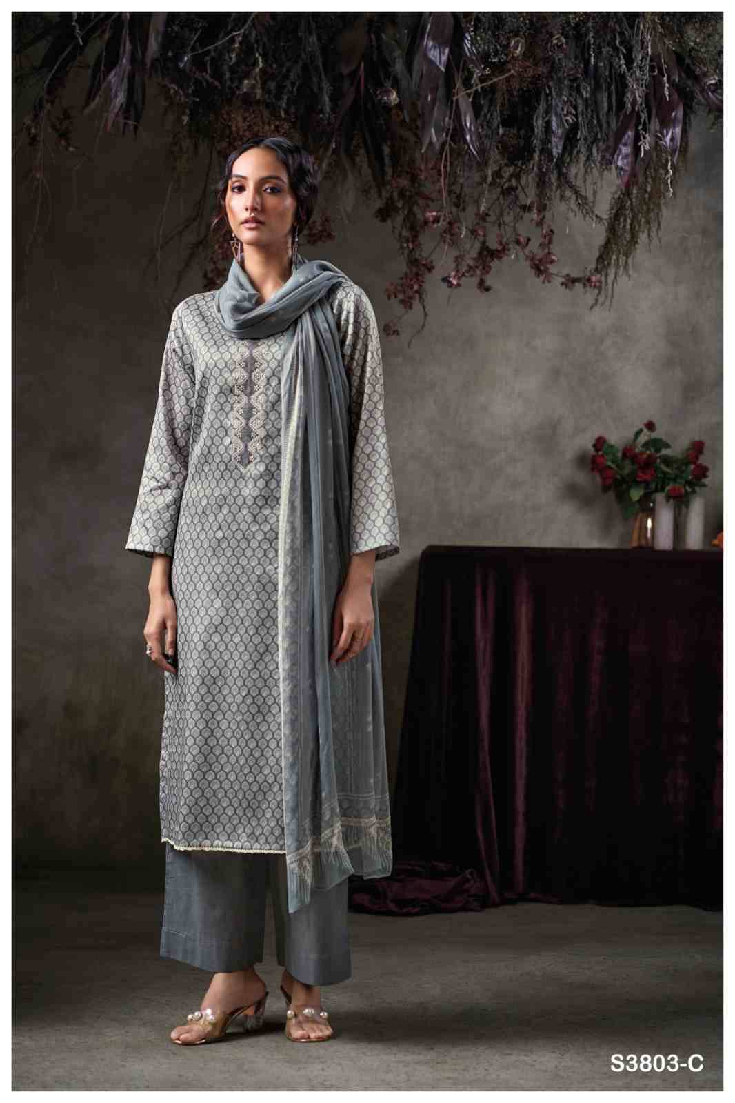 Qazzin-3803 By Ganga Fashion 3803-A To 3803-D Series Beautiful Festive Suits Colorful Stylish Fancy Casual Wear & Ethnic Wear Pure Cotton Satin Dresses At Wholesale Price