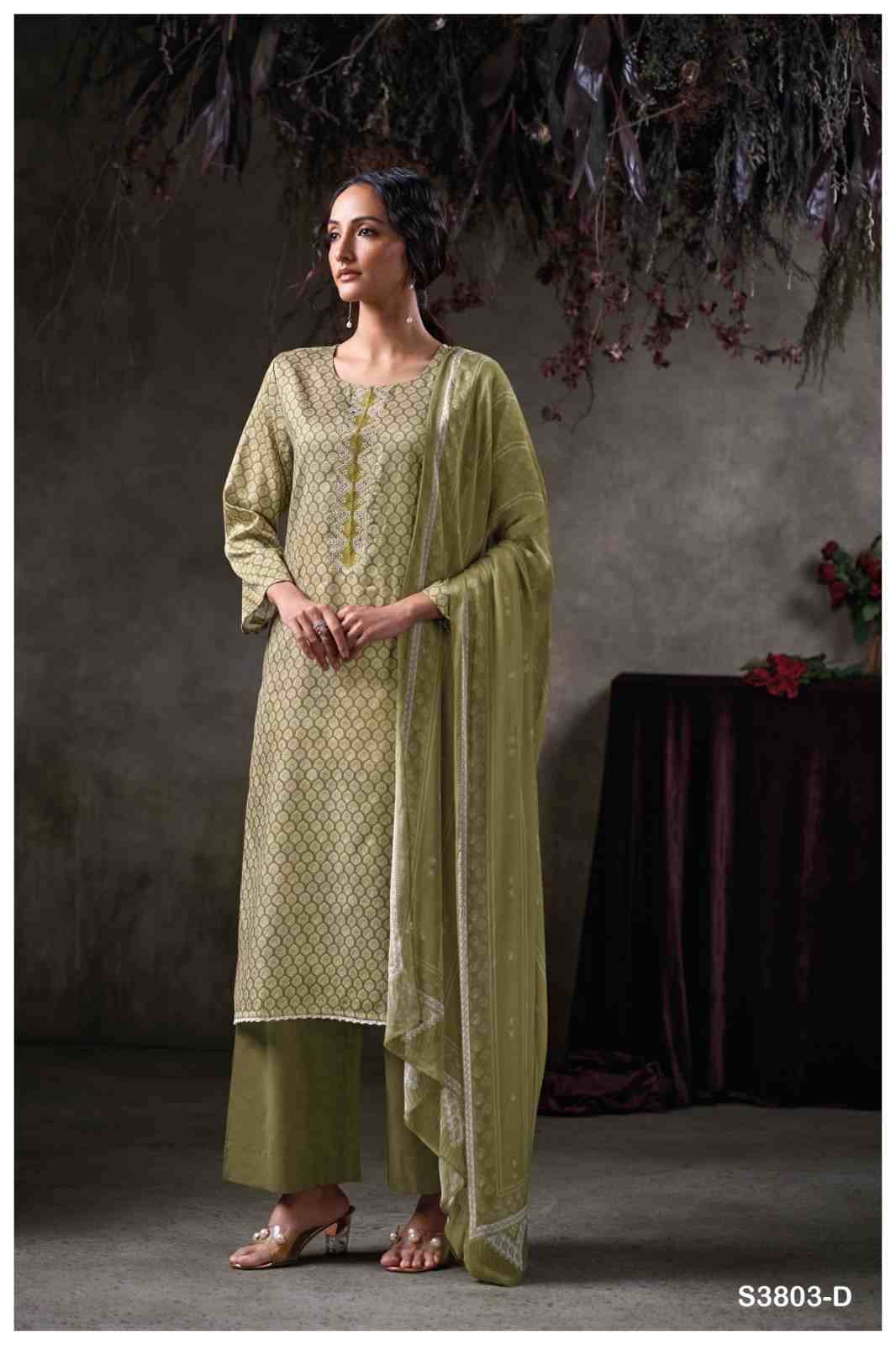 Qazzin-3803 By Ganga Fashion 3803-A To 3803-D Series Beautiful Festive Suits Colorful Stylish Fancy Casual Wear & Ethnic Wear Pure Cotton Satin Dresses At Wholesale Price