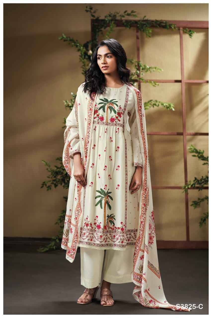 Melfey-3825 By Ganga Fashion 3825-A To 3825-D Series Beautiful Festive Suits Colorful Stylish Fancy Casual Wear & Ethnic Wear Pure Bemberg Silk Dresses At Wholesale Price