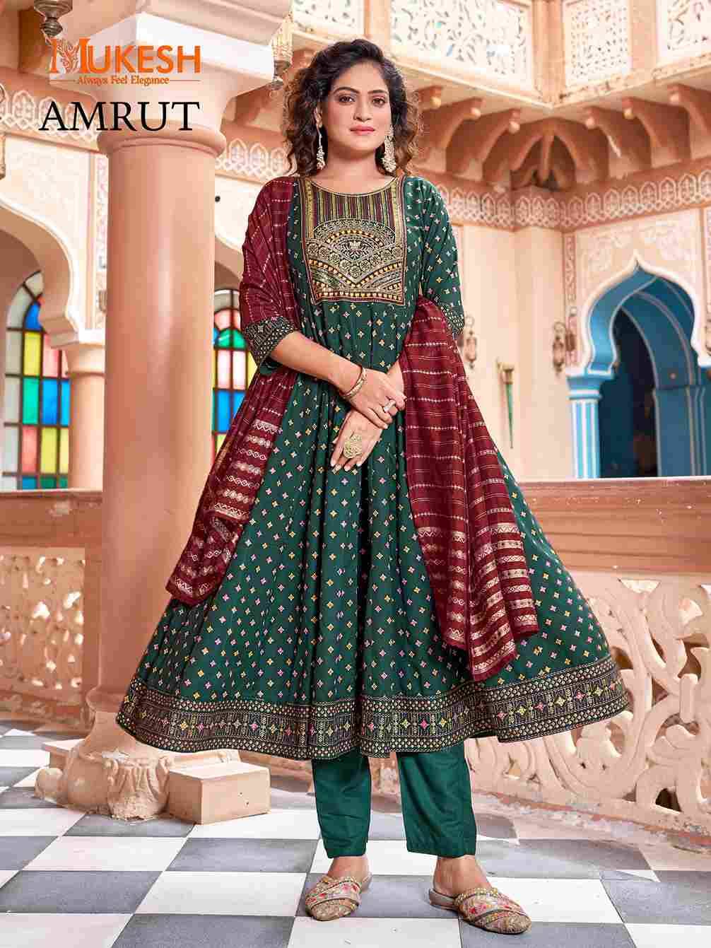 Amrut By Mukesh 101 To 108 Series Beautiful Stylish Festive Suits Fancy Colorful Casual Wear & Ethnic Wear & Ready To Wear Rayon Dresses At Wholesale Price