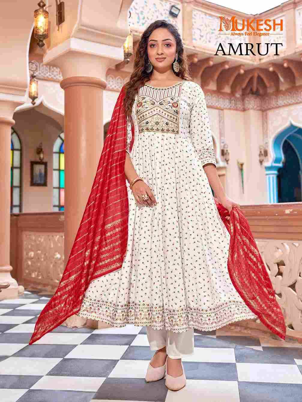 Amrut By Mukesh 101 To 108 Series Beautiful Stylish Festive Suits Fancy Colorful Casual Wear & Ethnic Wear & Ready To Wear Rayon Dresses At Wholesale Price