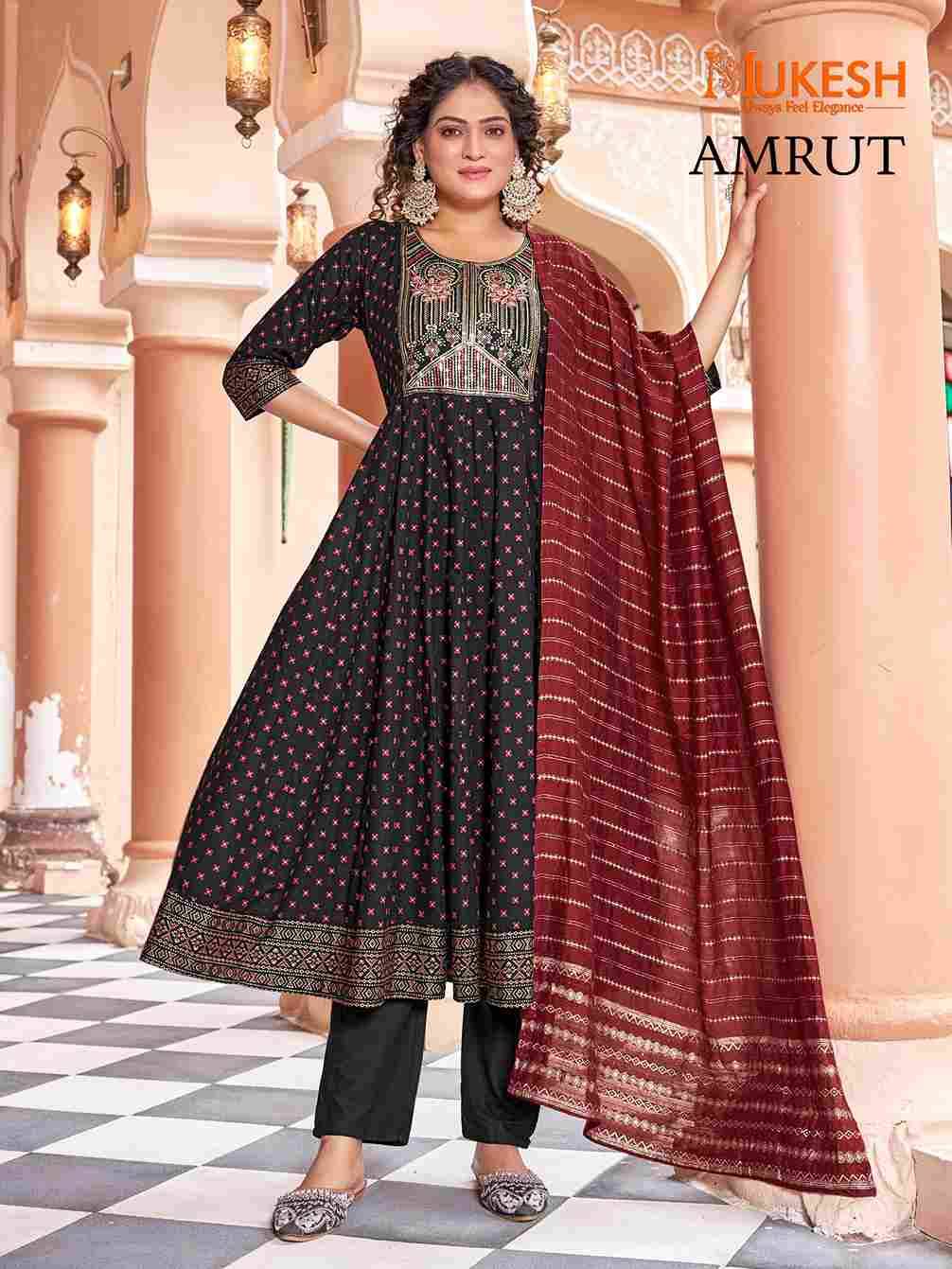 Amrut By Mukesh 101 To 108 Series Beautiful Stylish Festive Suits Fancy Colorful Casual Wear & Ethnic Wear & Ready To Wear Rayon Dresses At Wholesale Price