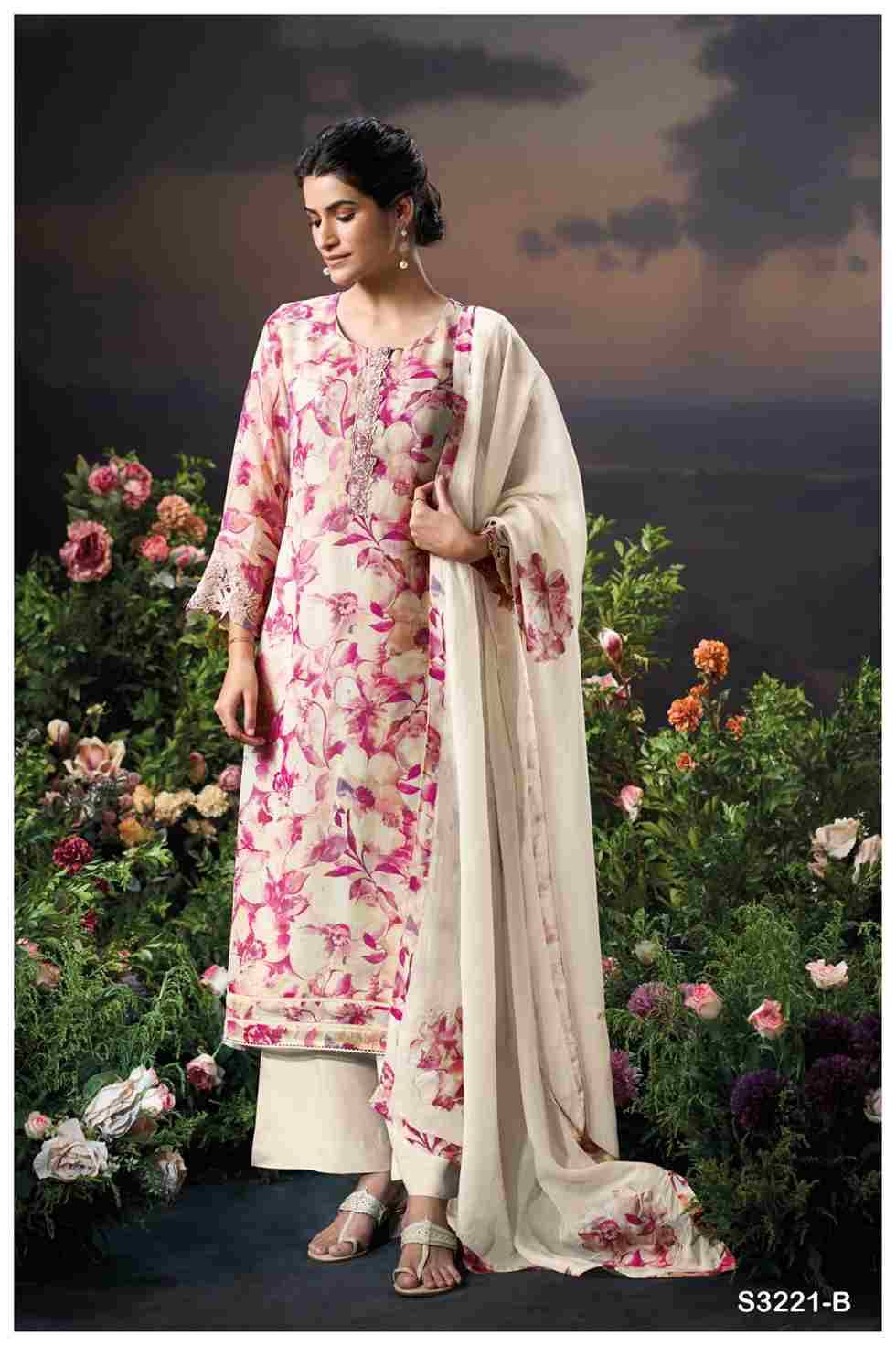 Saiya-3221 By Ganga Fashion 3221-A To 3221-B Series Beautiful Festive Suits Colorful Stylish Fancy Casual Wear & Ethnic Wear Pure Organza Silk Dresses At Wholesale Price
