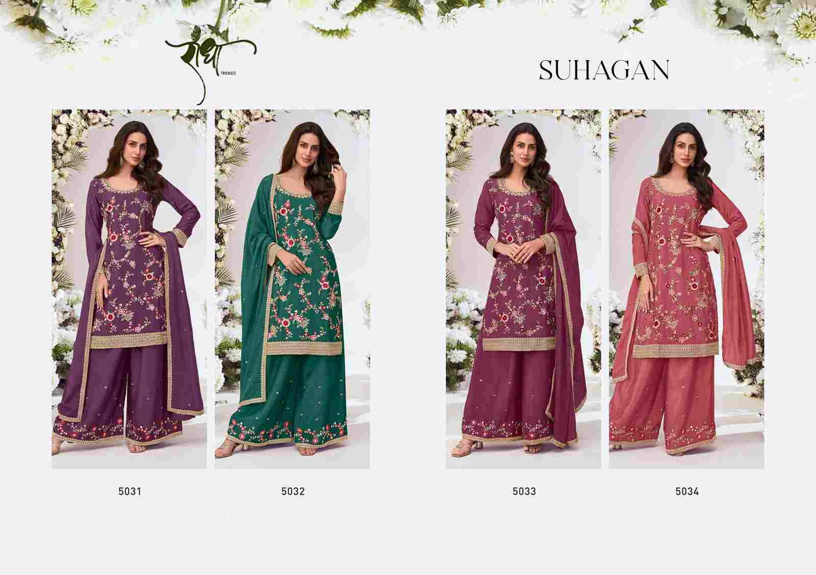 Suhagan By Radha Trendz 5031 To 5034 Series Festive Suits Beautiful Fancy Colorful Stylish Party Wear & Occasional Wear Pure Chinnon Dresses At Wholesale Price
