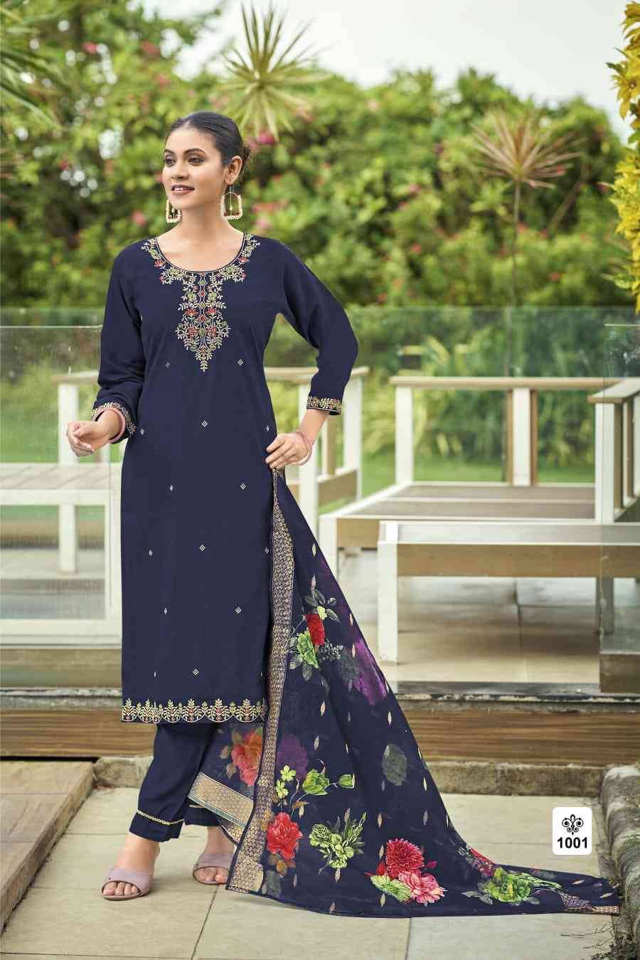 Meher By Ossm 1001 To 1006 Series Designer Festive Suits Beautiful Fancy Stylish Colorful Party Wear & Occasional Wear Viscose Silk Embroidered Dresses At Wholesale Price