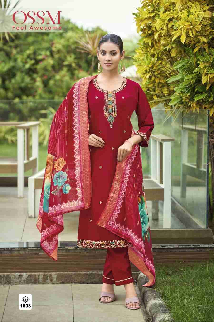 Meher By Ossm 1001 To 1006 Series Designer Festive Suits Beautiful Fancy Stylish Colorful Party Wear & Occasional Wear Viscose Silk Embroidered Dresses At Wholesale Price