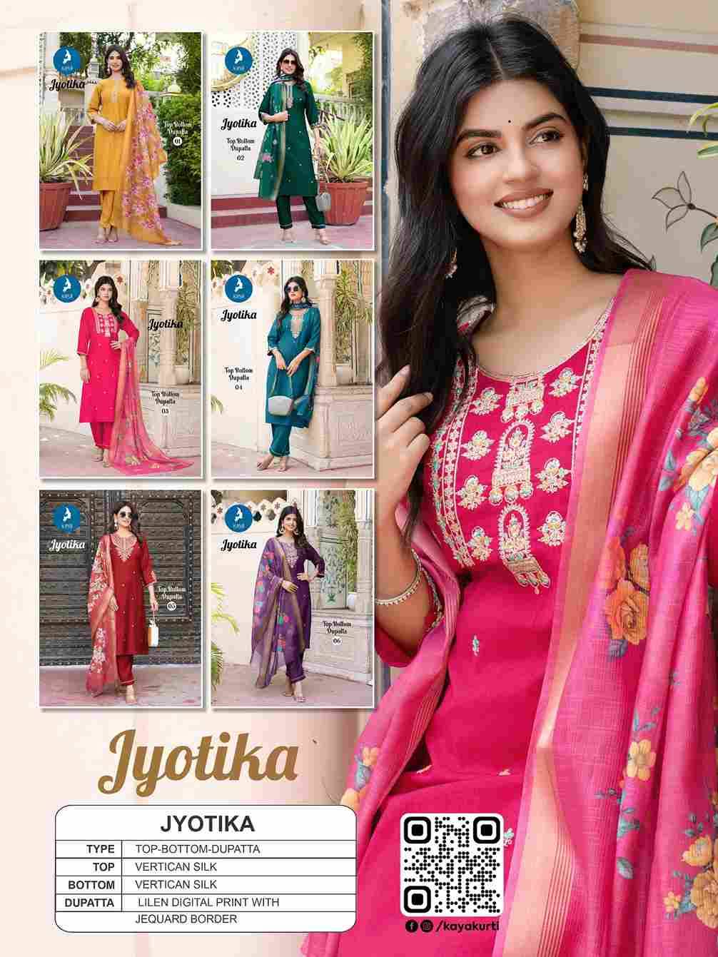 Jyotika By Kaya 01 To 06 Series Beautiful Stylish Festive Suits Fancy Colorful Casual Wear & Ethnic Wear & Ready To Wear Vertican Silk Dresses At Wholesale Price