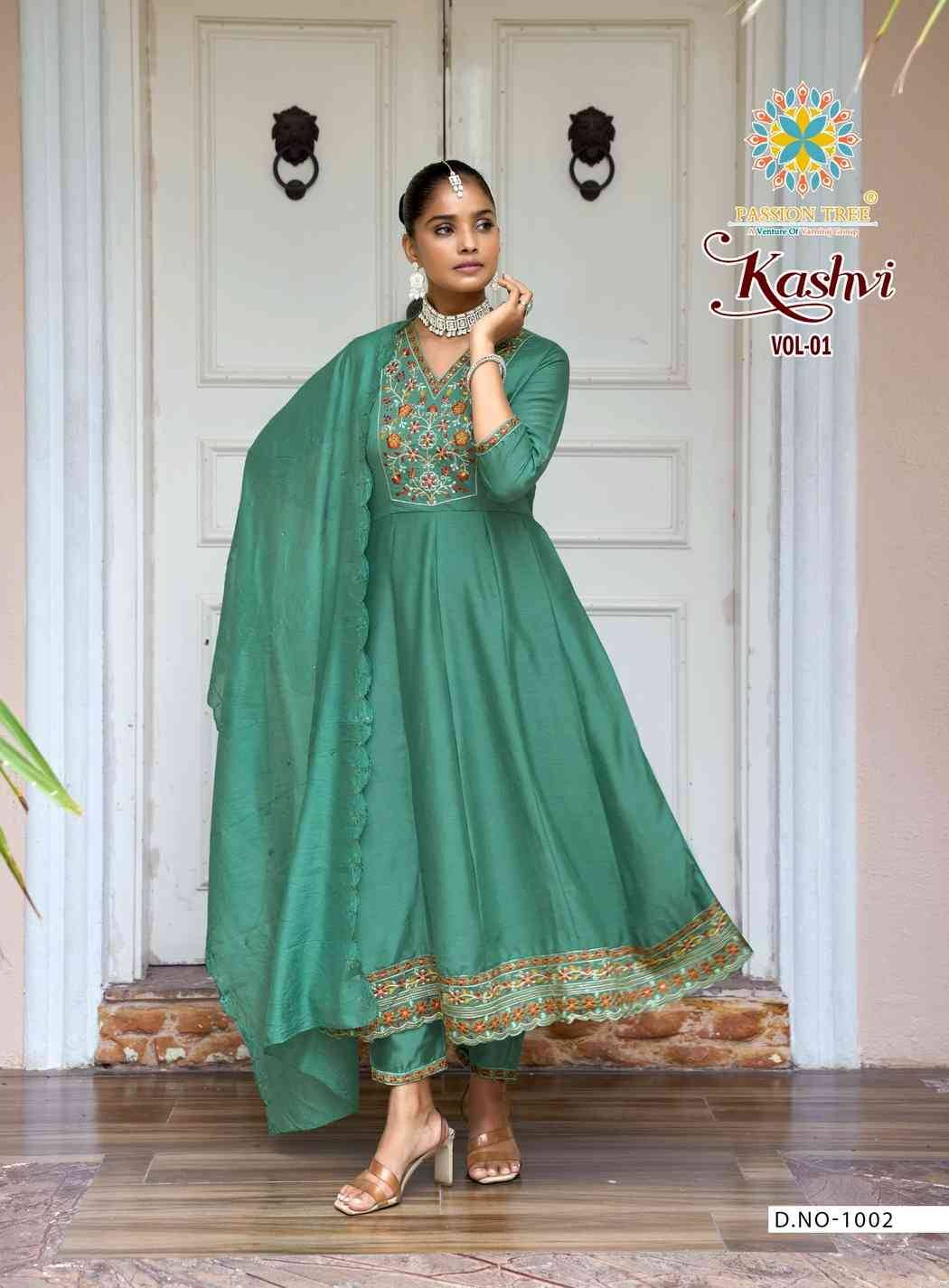 Kashvi Vol-1 By Passion Tree 1001 To 1008 Series Beautiful Festive Suits Colorful Stylish Fancy Casual Wear & Ethnic Wear Vichitra Silk Dresses At Wholesale Price