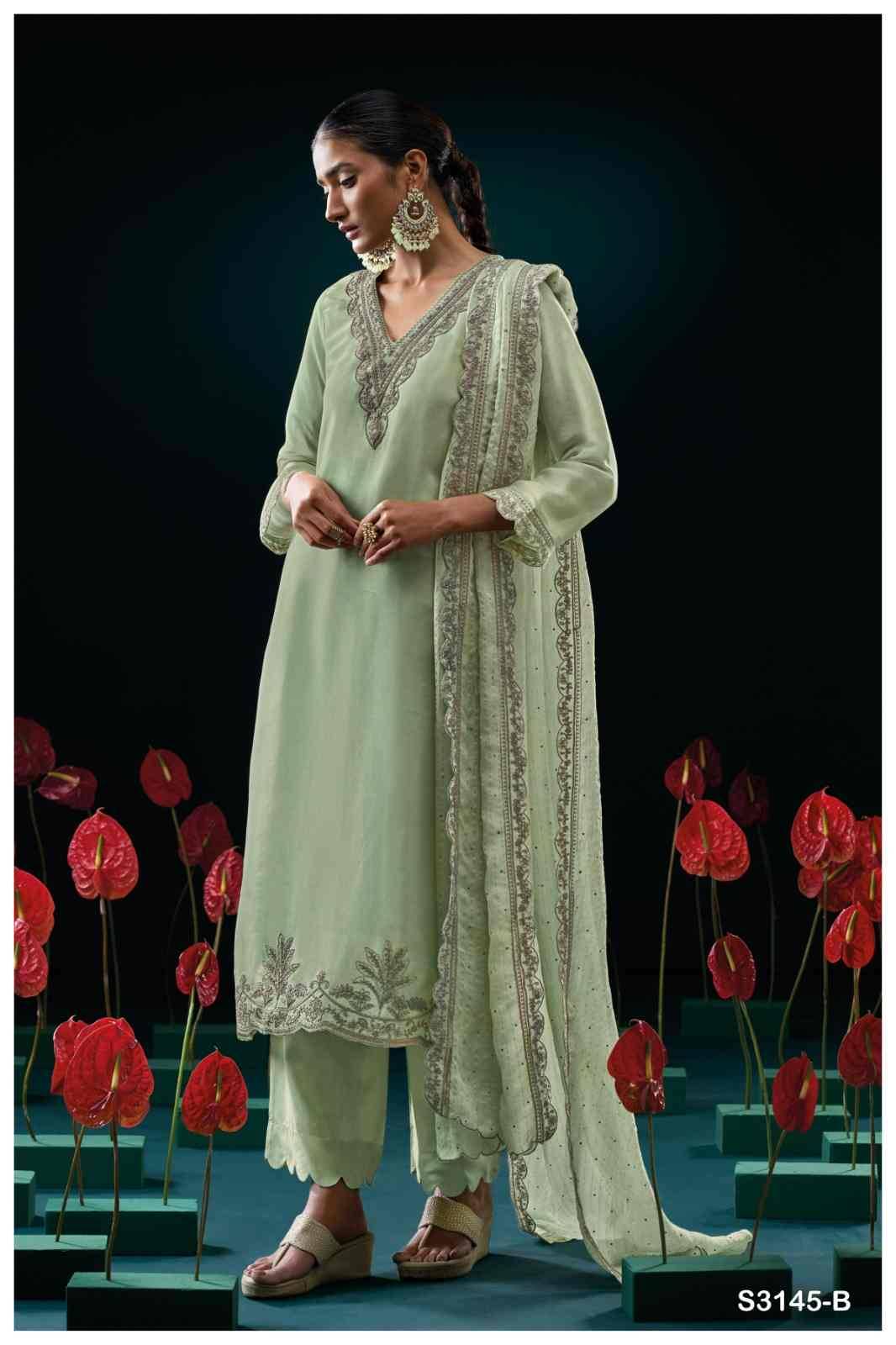 Grizela-3145 By Ganga Fashion 3145-A To 3145-B Series Beautiful Festive Suits Colorful Stylish Fancy Casual Wear & Ethnic Wear Pure Bemberg Silk Dresses At Wholesale Price