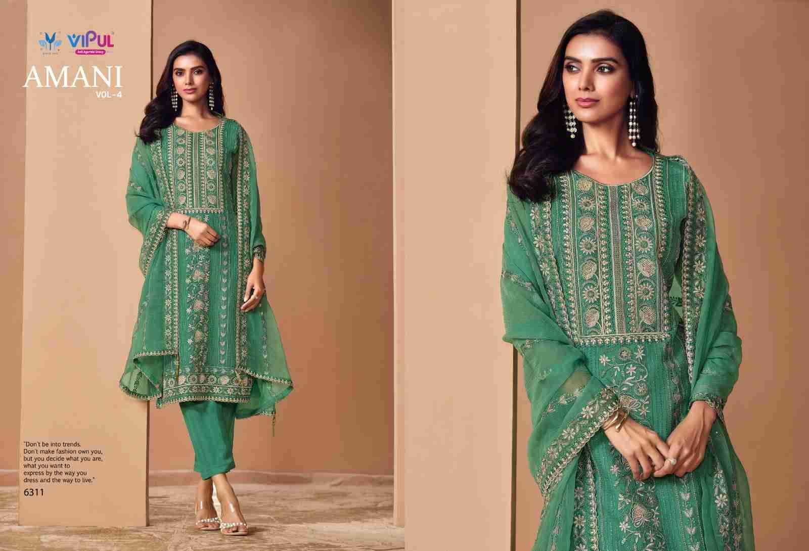 Amani Vol-4 By Vipul Fashion 6311 To 6316 Series Designer Festive Suits Beautiful Fancy Stylish Colorful Party Wear & Occasional Wear Chiffon With Embroidery Dresses At Wholesale Price