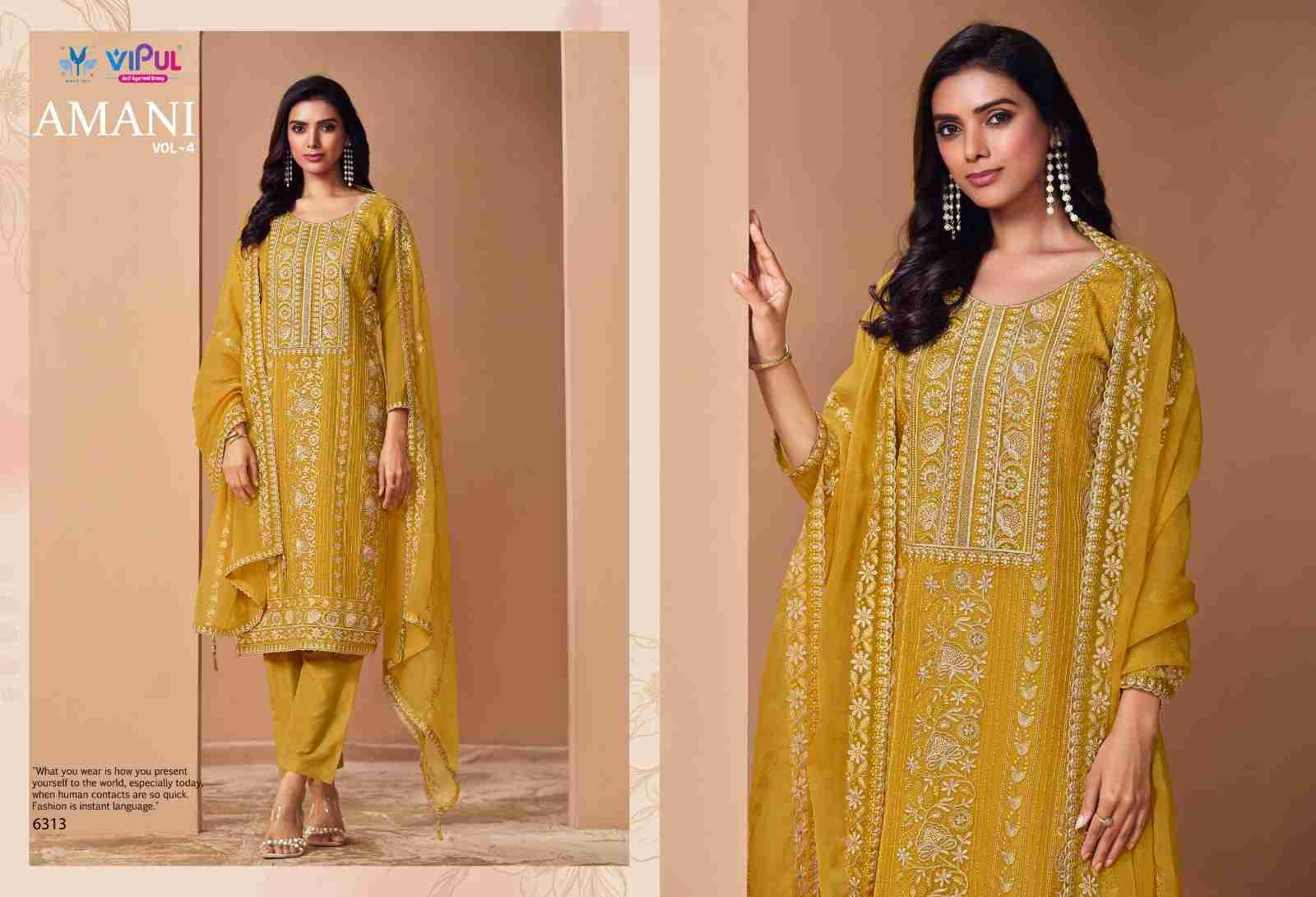 Amani Vol-4 By Vipul Fashion 6311 To 6316 Series Designer Festive Suits Beautiful Fancy Stylish Colorful Party Wear & Occasional Wear Chiffon With Embroidery Dresses At Wholesale Price