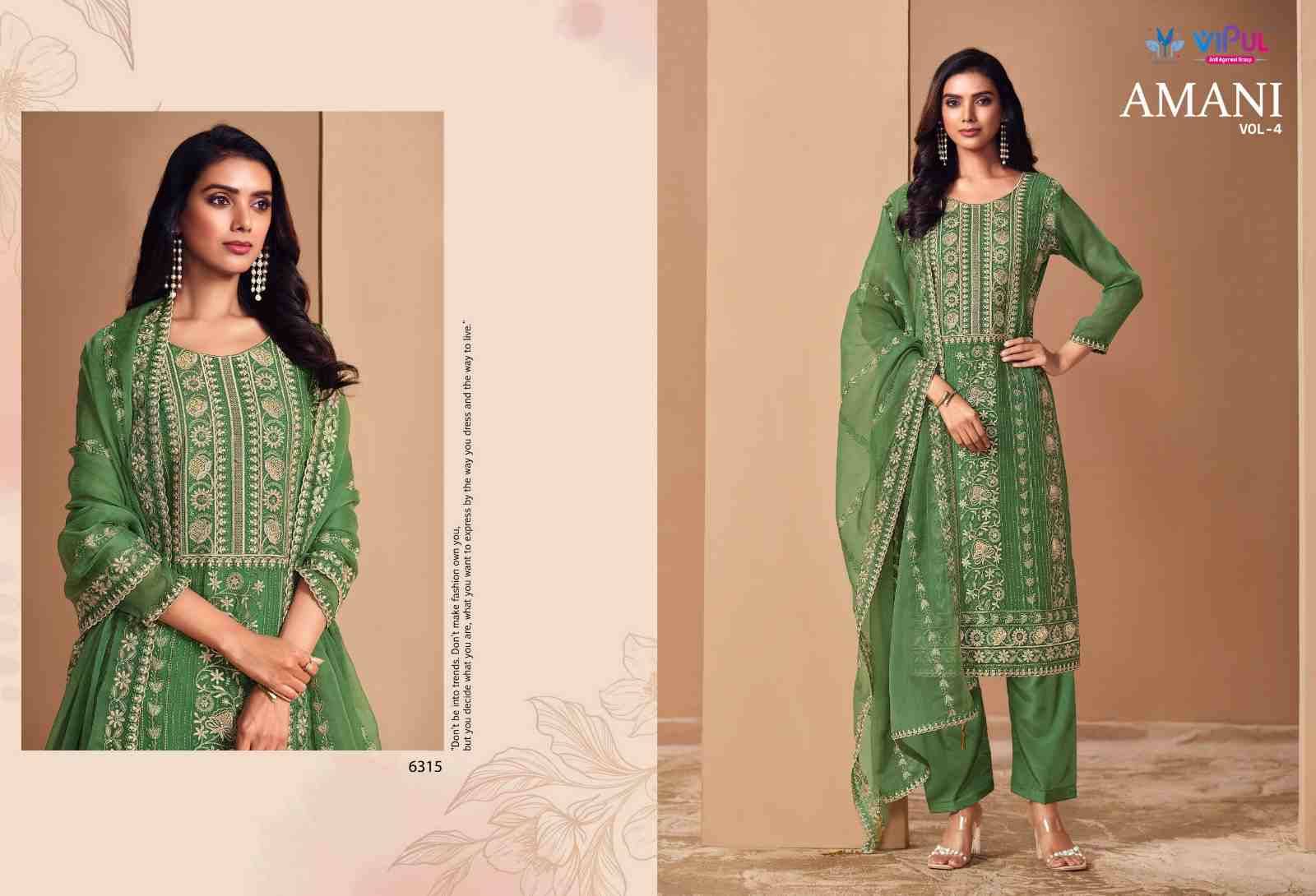 Amani Vol-4 By Vipul Fashion 6311 To 6316 Series Designer Festive Suits Beautiful Fancy Stylish Colorful Party Wear & Occasional Wear Chiffon With Embroidery Dresses At Wholesale Price