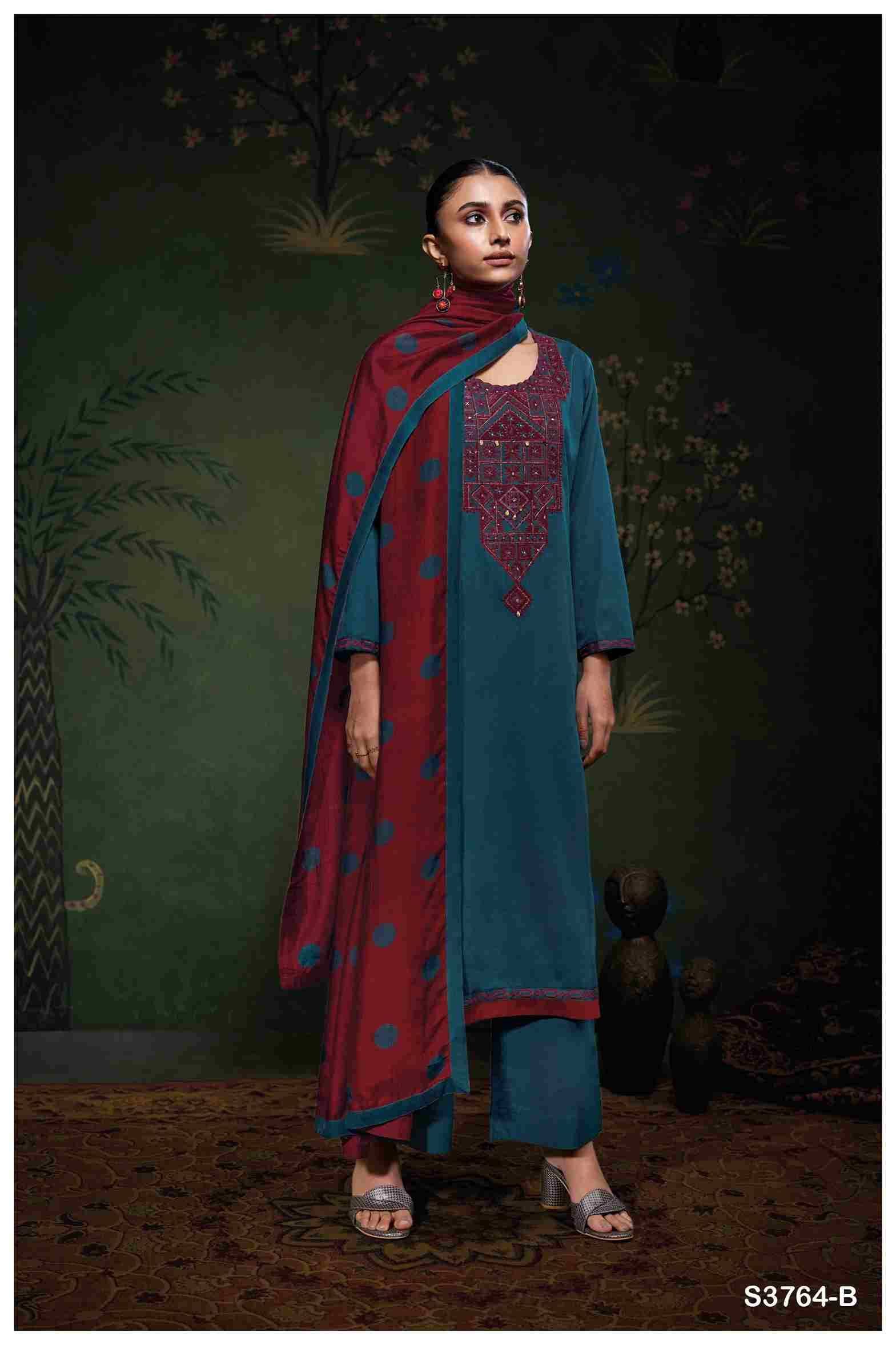 Meadow-3764 By Ganga Fashion 3764-A To 3764-D Series Beautiful Festive Suits Colorful Stylish Fancy Casual Wear & Ethnic Wear Pure Cotton Satin Dresses At Wholesale Price