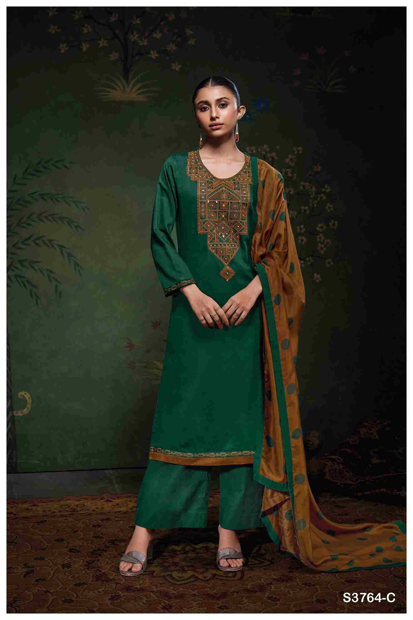 Meadow-3764 By Ganga Fashion 3764-A To 3764-D Series Beautiful Festive Suits Colorful Stylish Fancy Casual Wear & Ethnic Wear Pure Cotton Satin Dresses At Wholesale Price