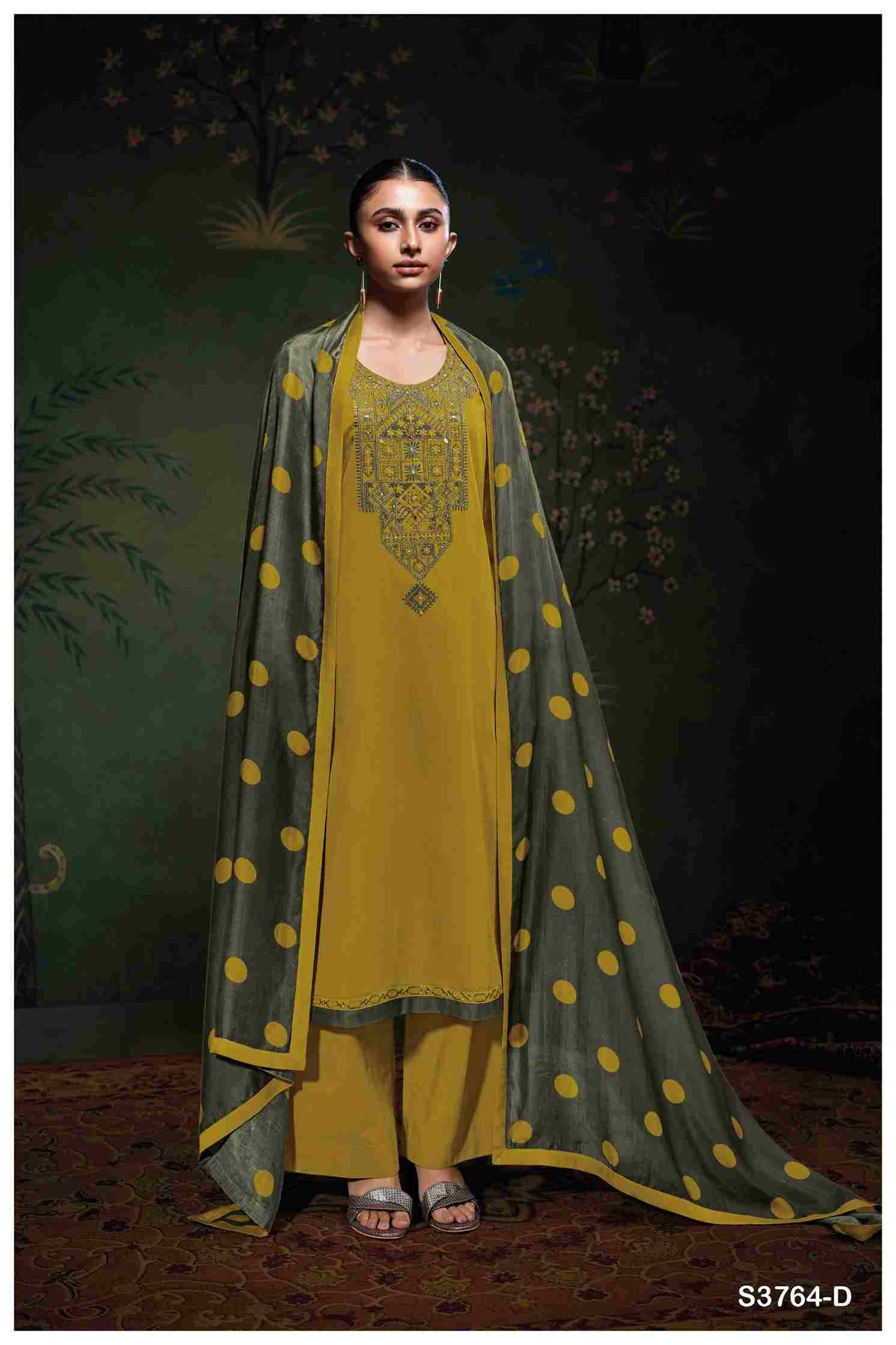 Meadow-3764 By Ganga Fashion 3764-A To 3764-D Series Beautiful Festive Suits Colorful Stylish Fancy Casual Wear & Ethnic Wear Pure Cotton Satin Dresses At Wholesale Price