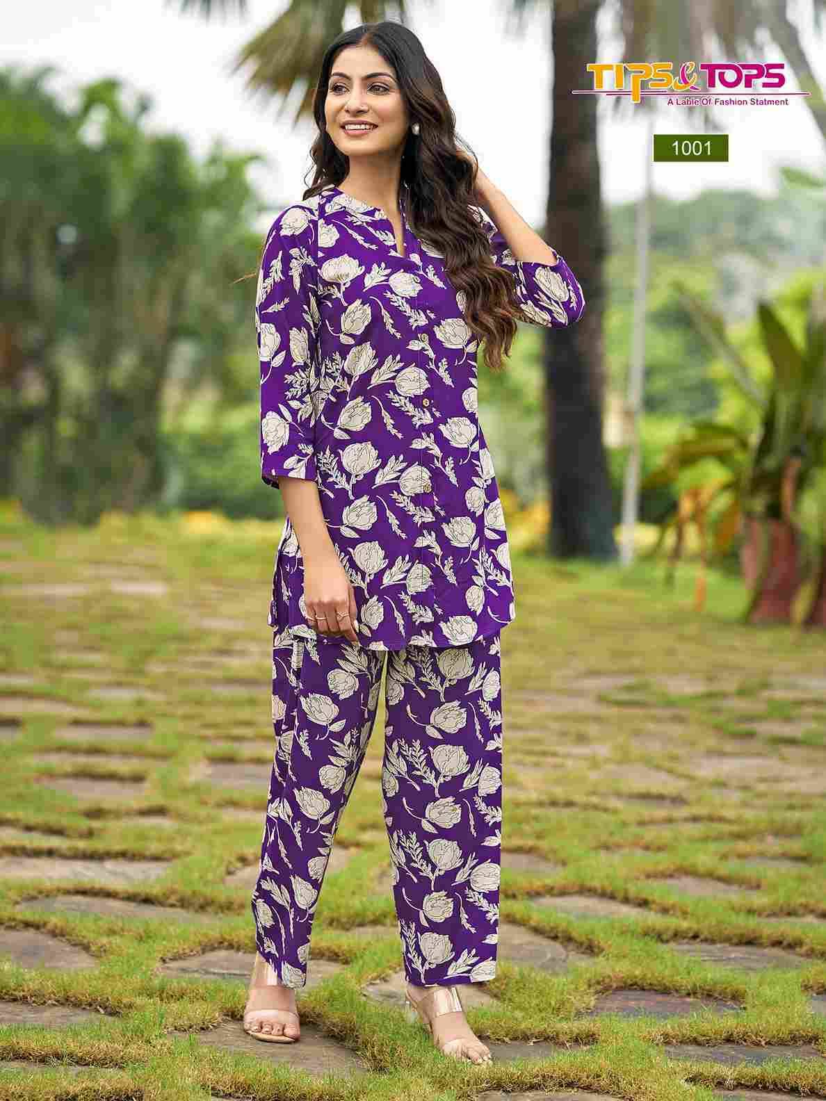 Fashion Beats Vol-13 By Tips And Tops 1001 To 1006 Series Designer Stylish Fancy Colorful Beautiful Party Wear & Ethnic Wear Collection Rayon Print Co-Ord At Wholesale Price
