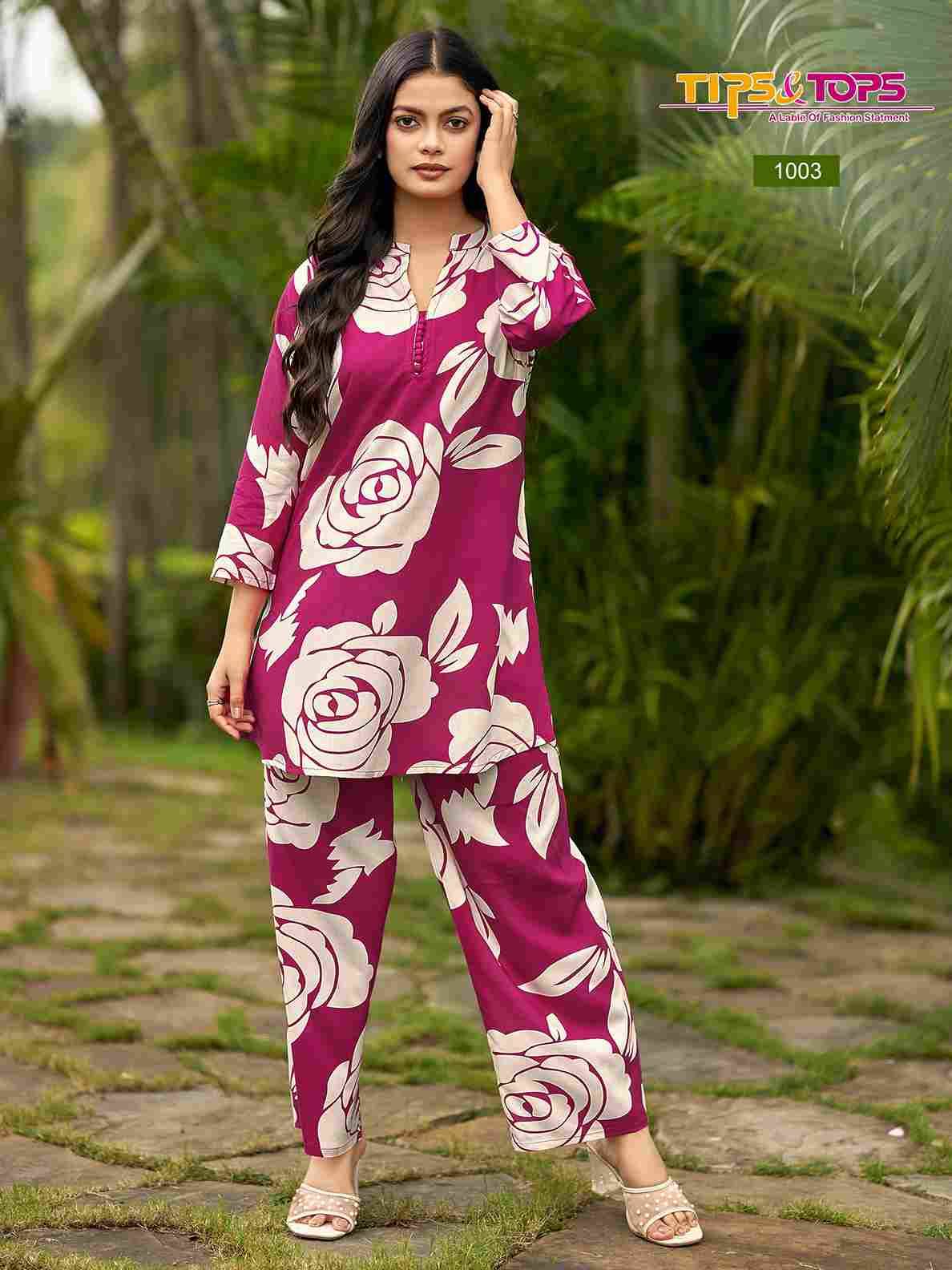 Fashion Beats Vol-13 By Tips And Tops 1001 To 1006 Series Designer Stylish Fancy Colorful Beautiful Party Wear & Ethnic Wear Collection Rayon Print Co-Ord At Wholesale Price