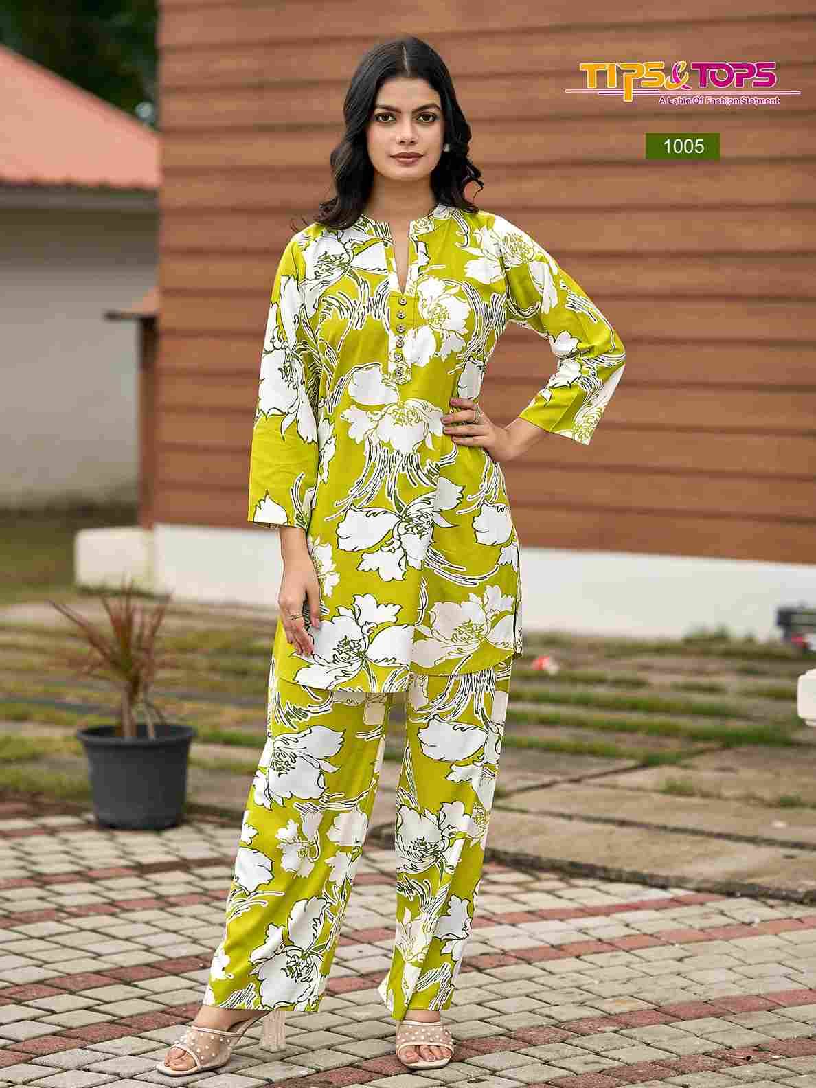 Fashion Beats Vol-13 By Tips And Tops 1001 To 1006 Series Designer Stylish Fancy Colorful Beautiful Party Wear & Ethnic Wear Collection Rayon Print Co-Ord At Wholesale Price