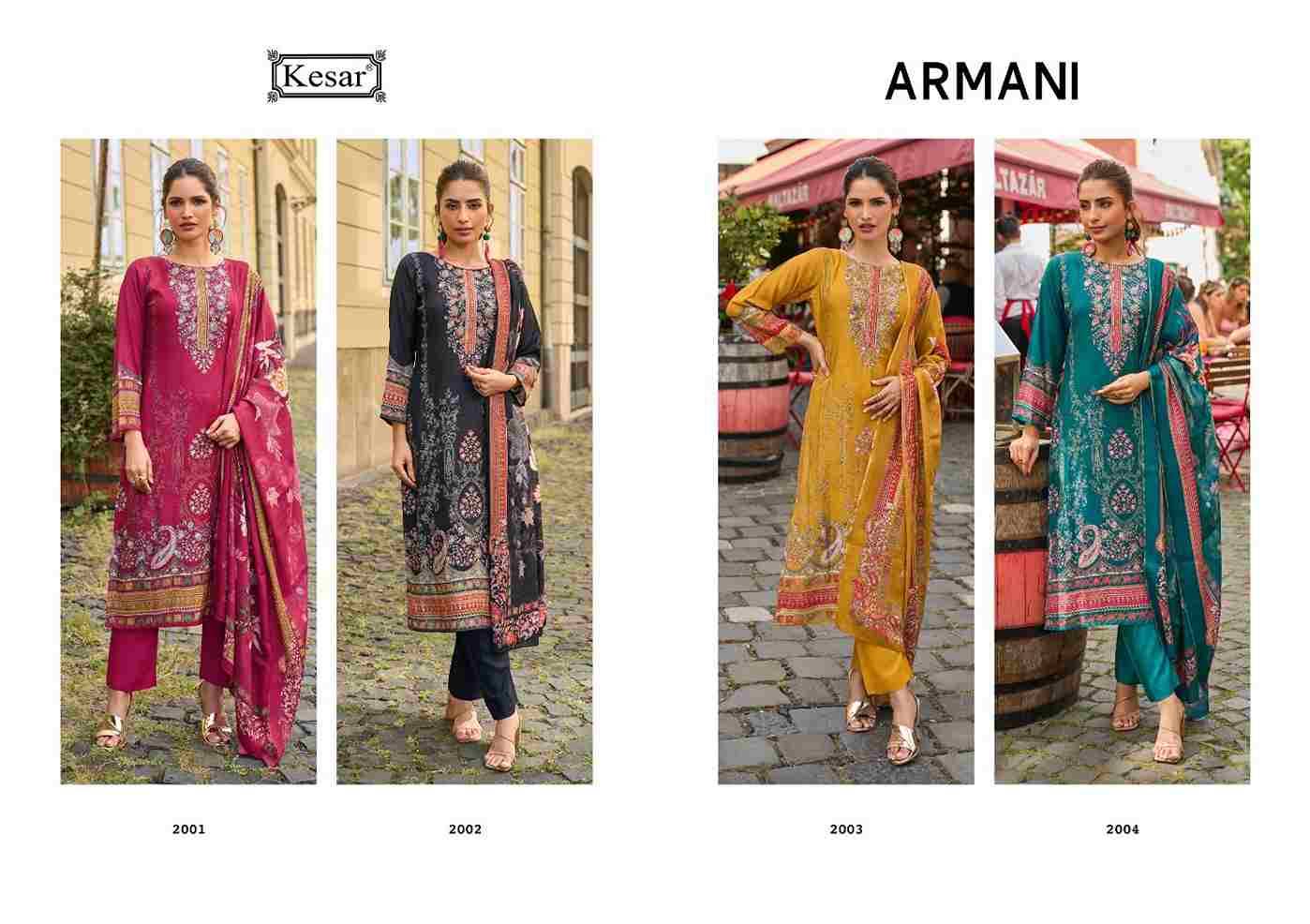 Armani By Kesar 2001 To 2004 Series Beautiful Festive Suits Colorful Stylish Fancy Casual Wear & Ethnic Wear Viscose Muslin Dresses At Wholesale Price