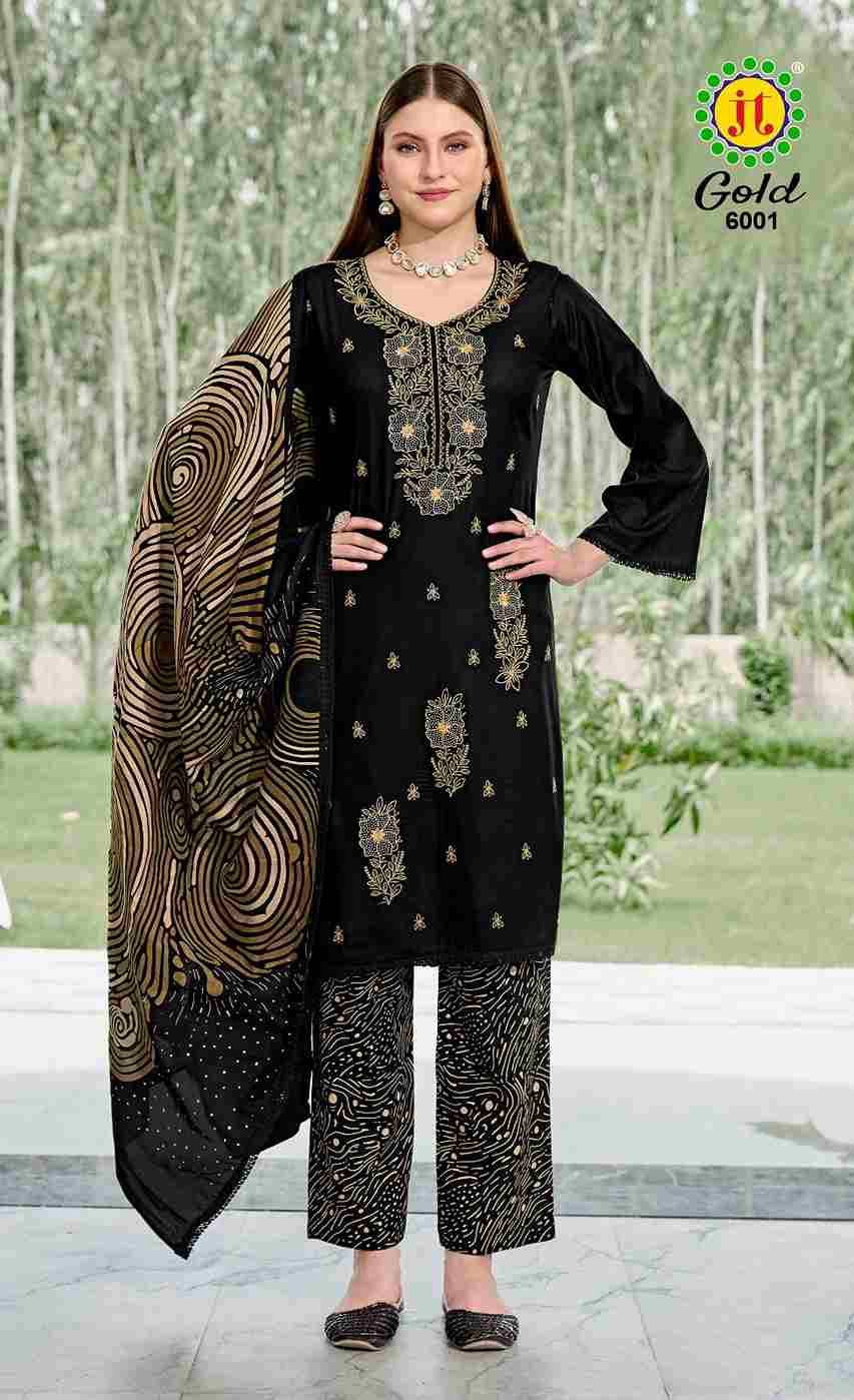 Gold Vol-6 By JT 6001 To 6005 Series Beautiful Festive Suits Colorful Stylish Fancy Casual Wear & Ethnic Wear Rayon Dresses At Wholesale Price